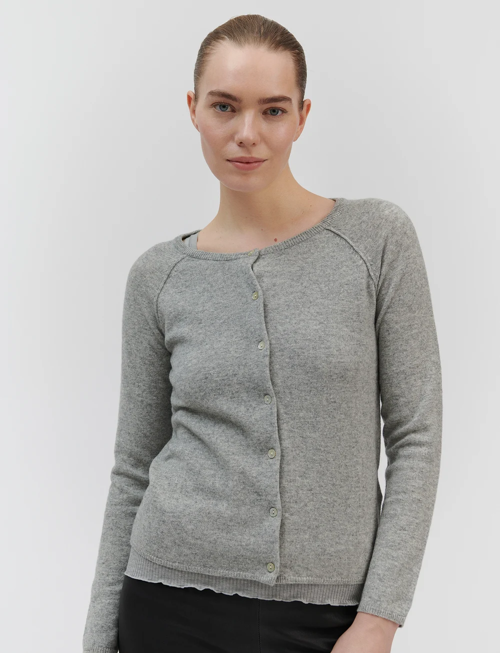 Rosemunde - RWLaica LS O-neck Raglan Cardigan - kashmir - light grey melange - 3