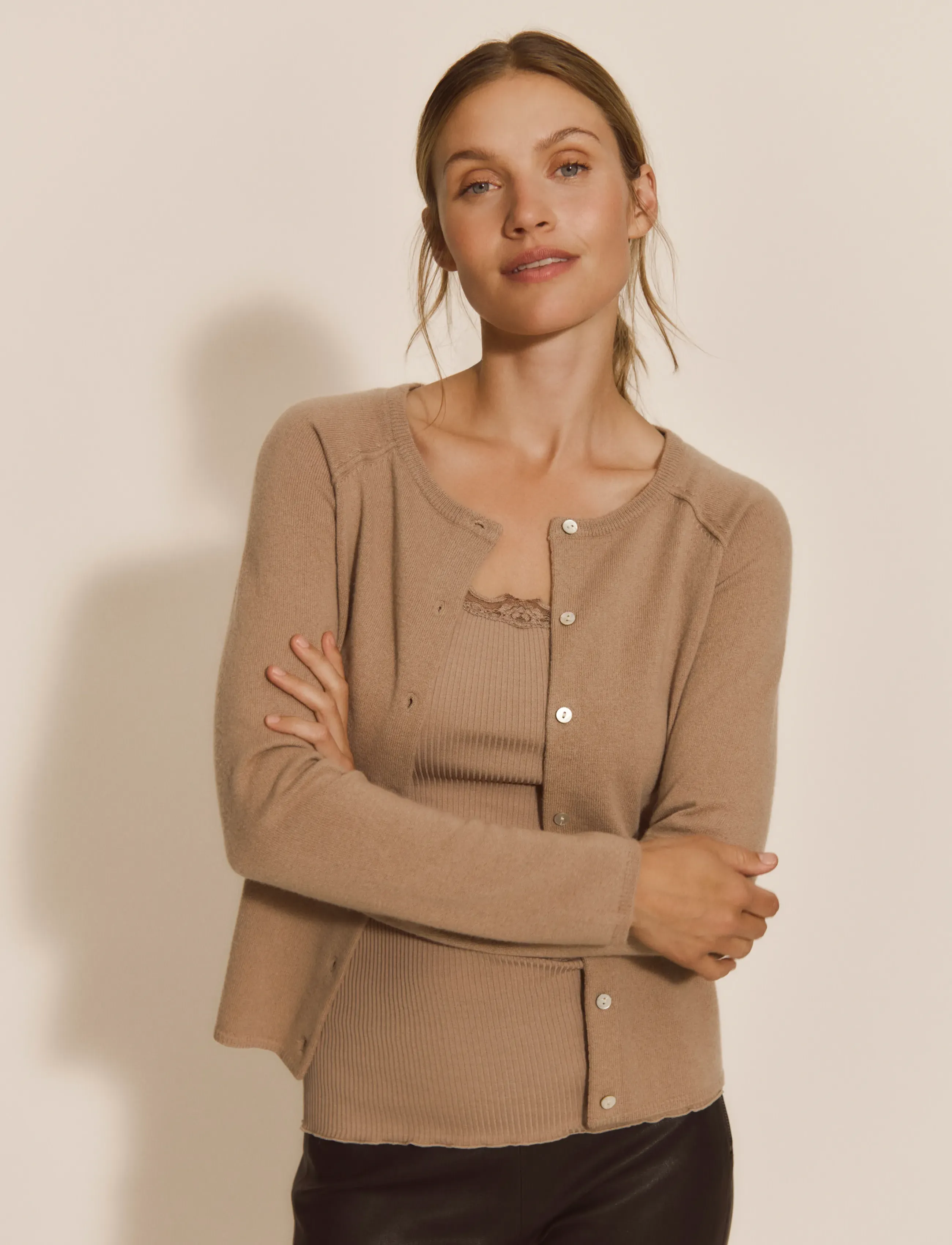 Rosemunde Rwlaica Cashmere Ls O-Neck Raglan Cardigan, S, Knitwear, Beige - Cardigans, Frauen