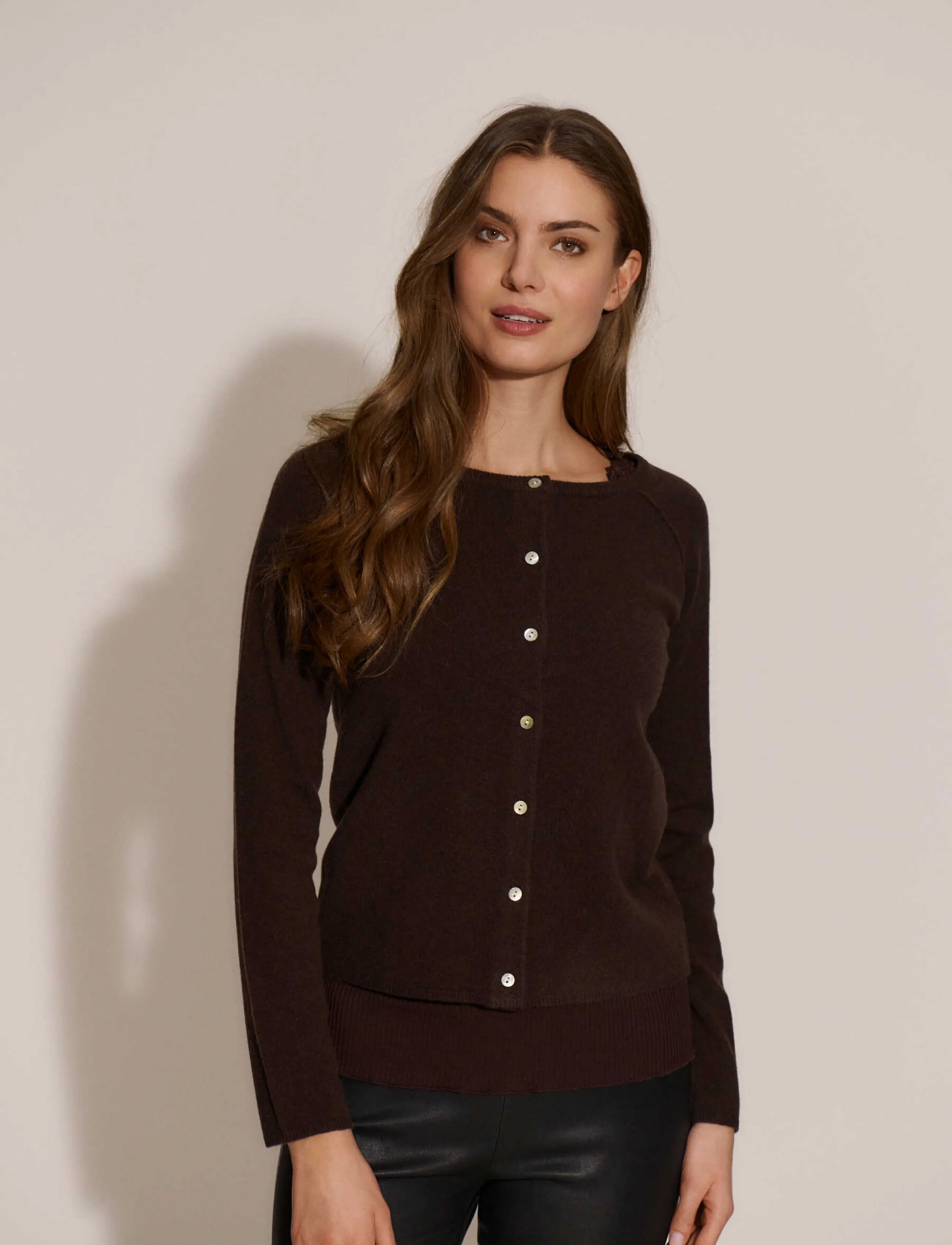 Rosemunde Rwlaica Cashmere Ls O-Neck Raglan Cardigan, M, Knitwear, Braun - Cardigans, Frauen