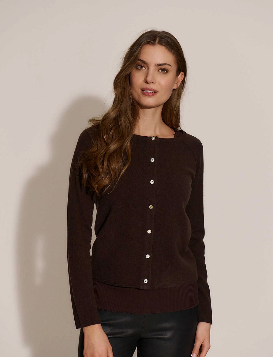 Rosemunde - RWLaica LS O-neck Raglan Cardigan - kaschmir - walnut - 0