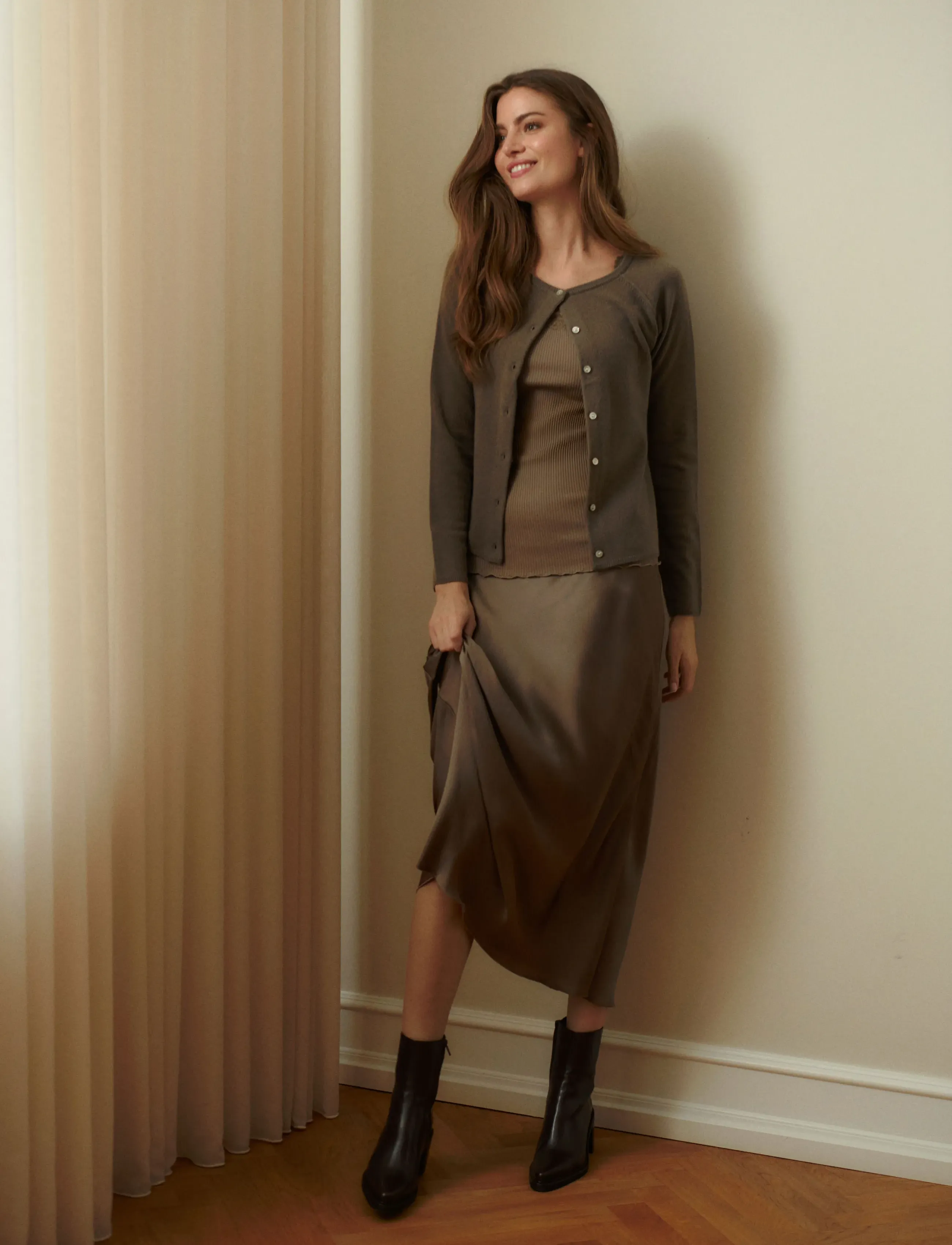 Rosemunde - RWLaica Cashmere LS O-neck Raglan Cardigan - herbstliche kleidung - walnut - 3