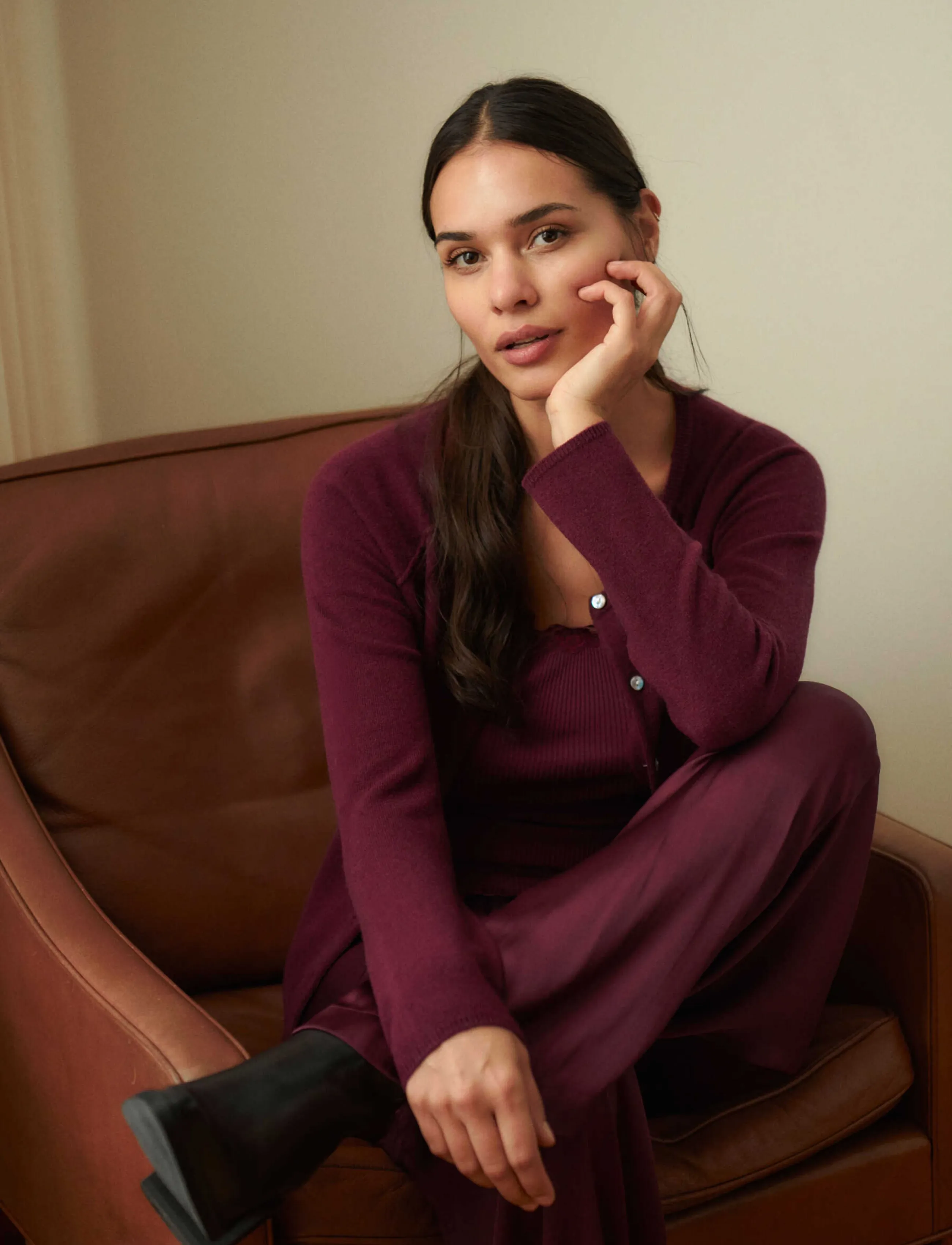 Rosemunde - RWLaica LS O-neck Raglan Cardigan - kašmiir - walnut - 4