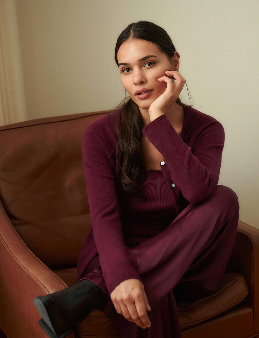 Rosemunde - RWLaica LS O-neck Raglan Cardigan - kaschmir - walnut - 4