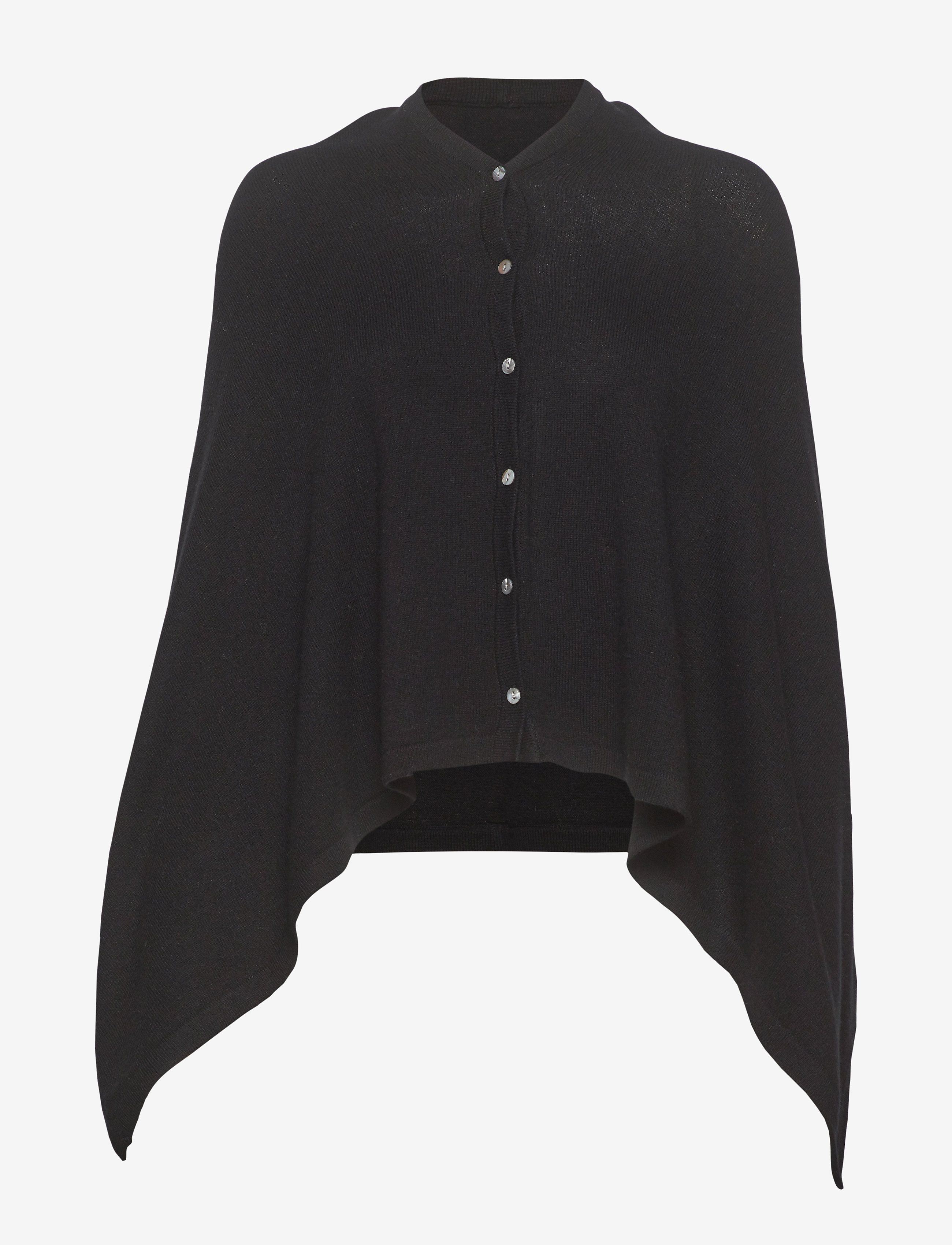Wool & cashmere poncho - BLACK