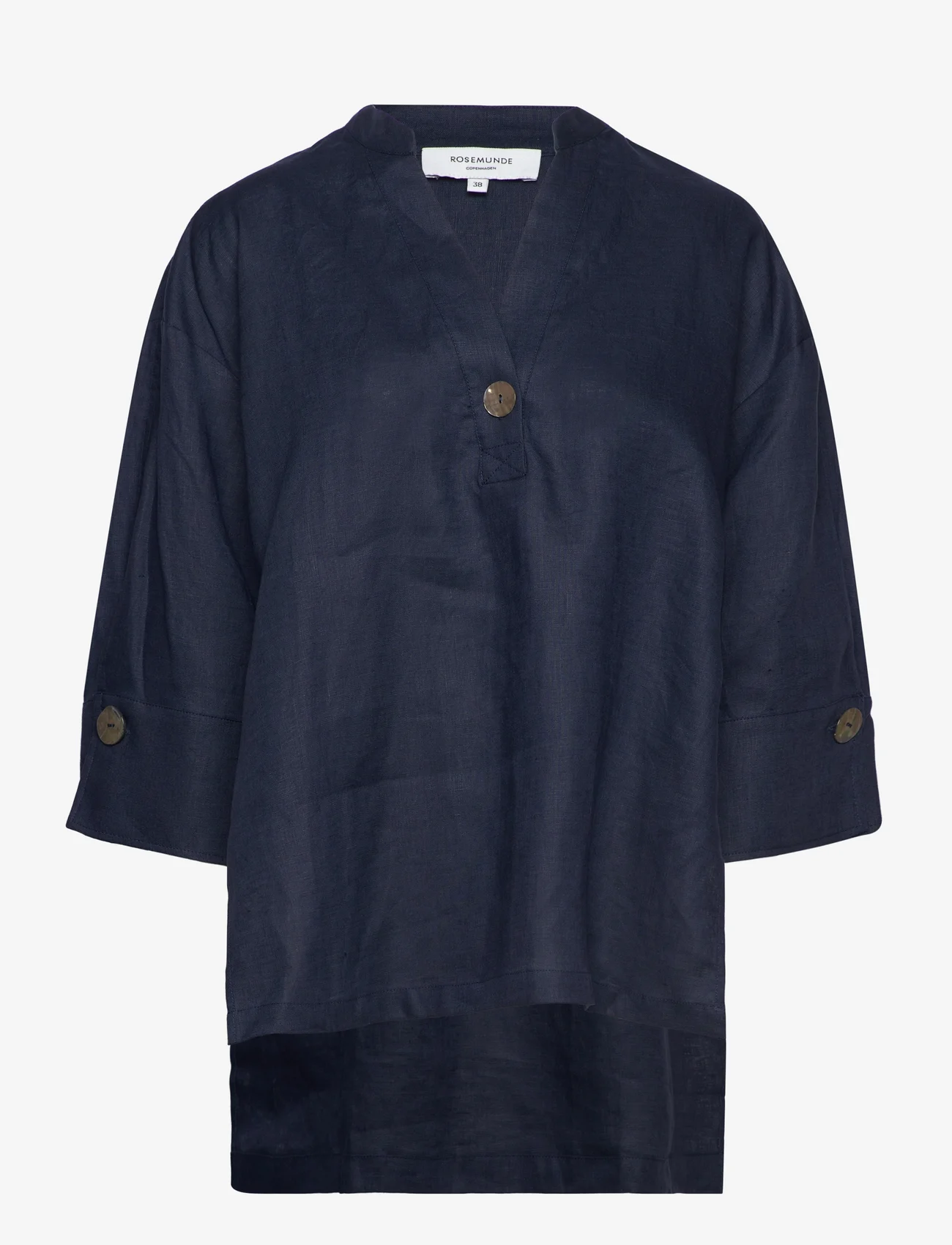 Rosemunde - Linen blouse - pellavakauluspaidat - navy - 0