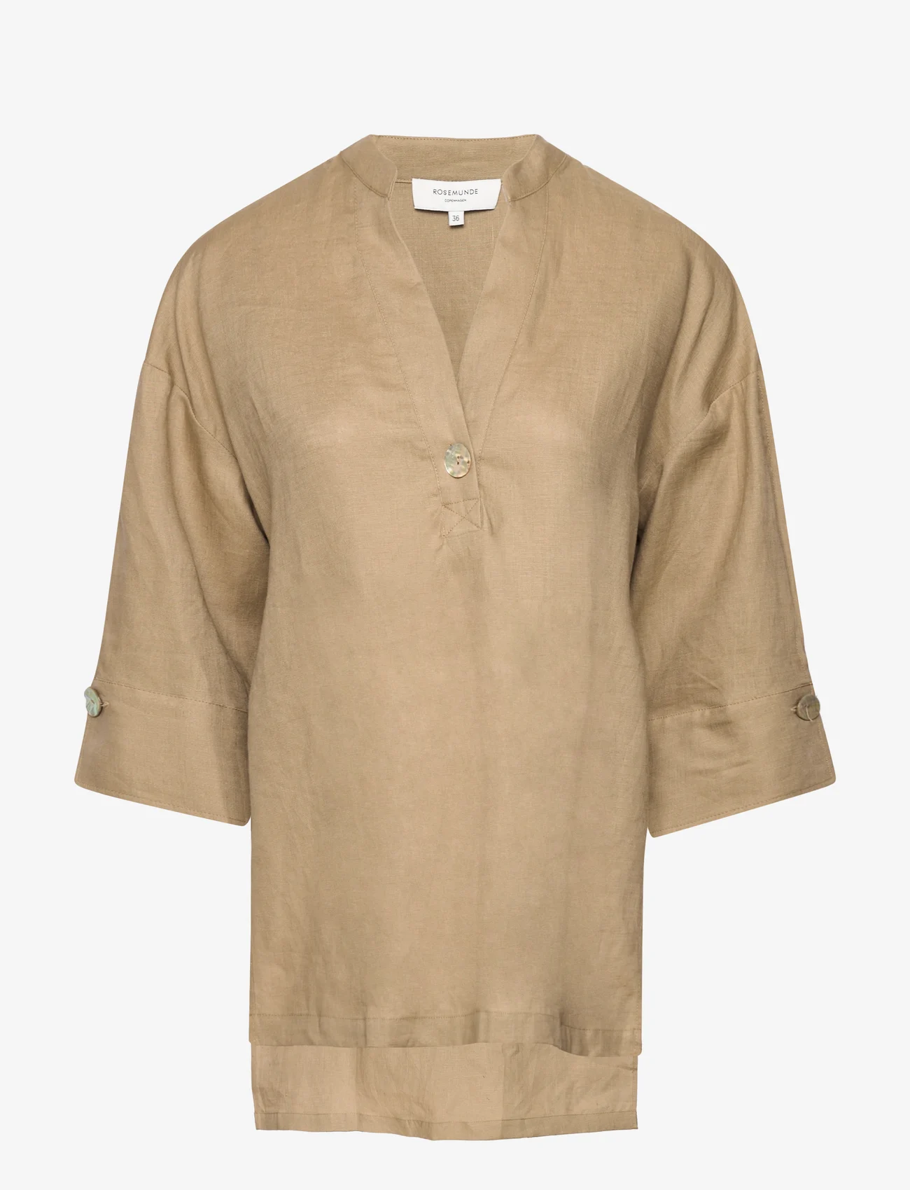 Rosemunde - Linen blouse - linskjorter - portobello brown - 0