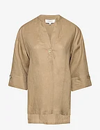 Linen blouse - PORTOBELLO BROWN