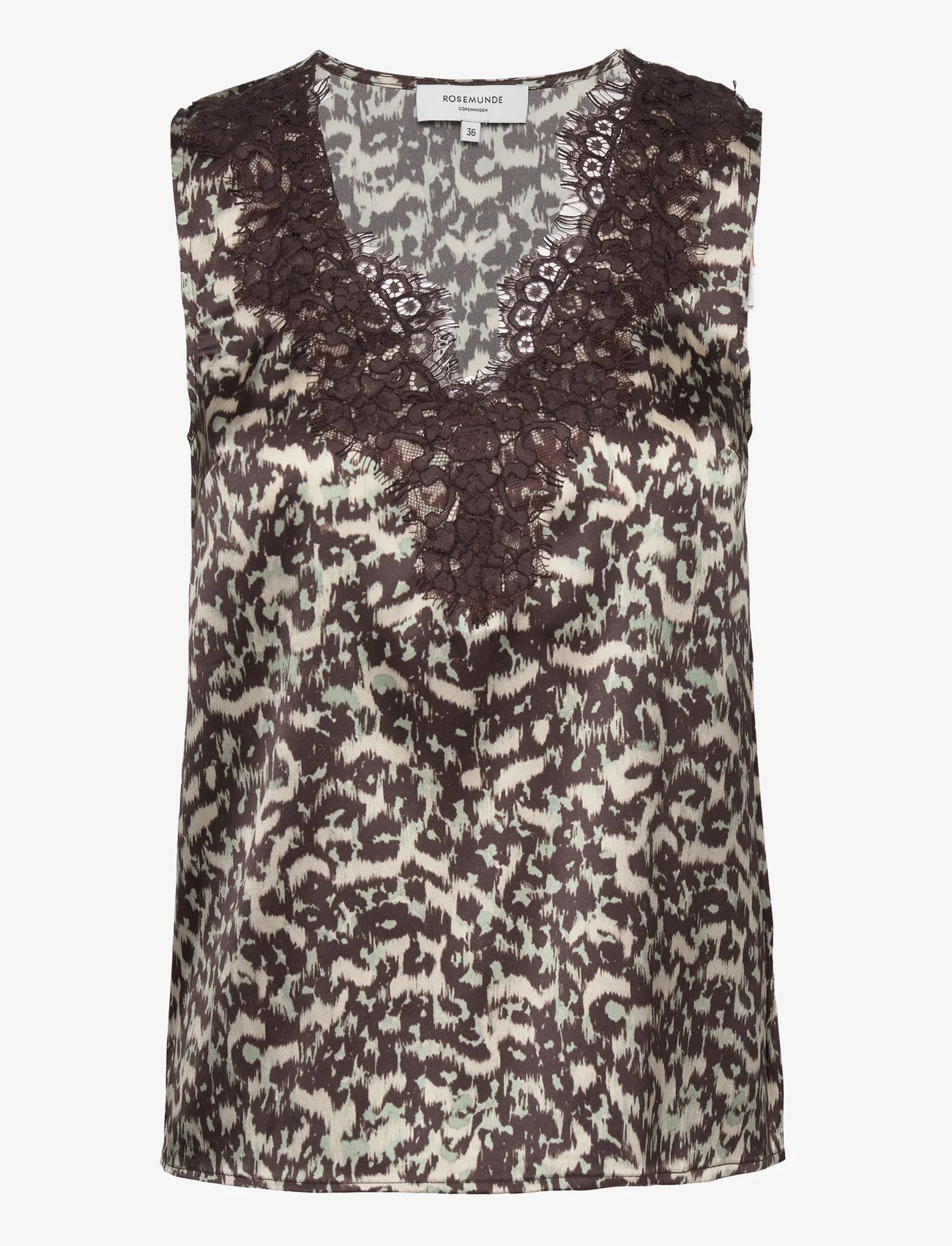 Rosemunde - Silk top - blouses zonder mouwen - brown abstract leo print - 0