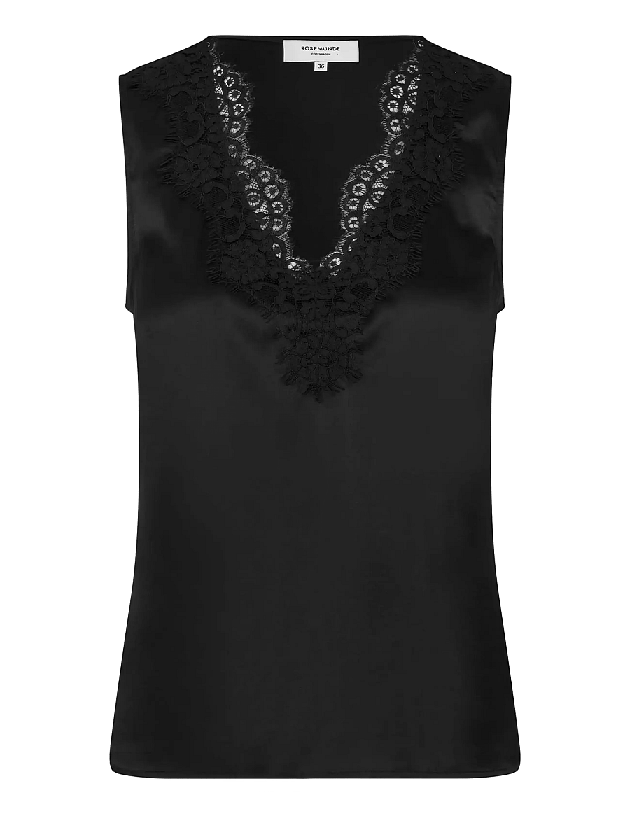 Rosemunde - RWJade Silk Lace Top - Ärmellose blusen - black - 0