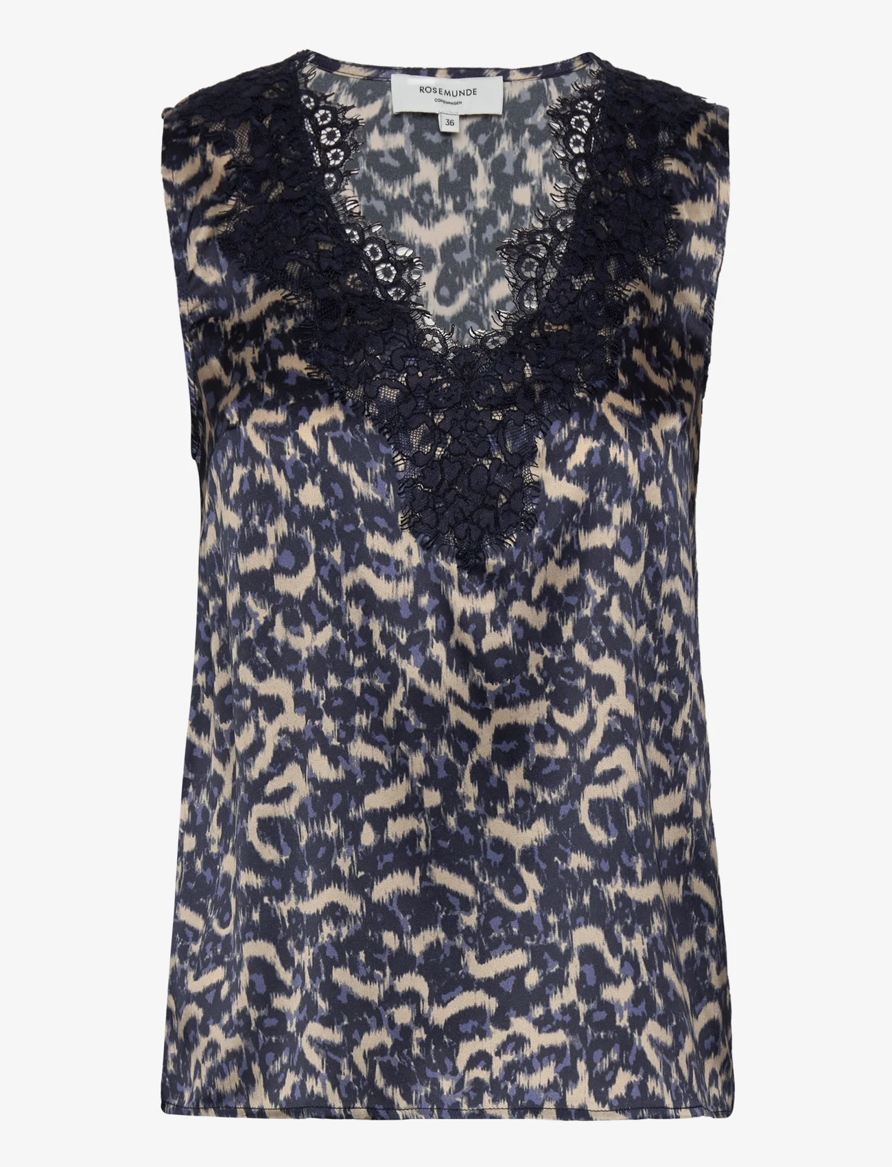 Rosemunde - Silk top - blouses zonder mouwen - blue abstract leo print - 0