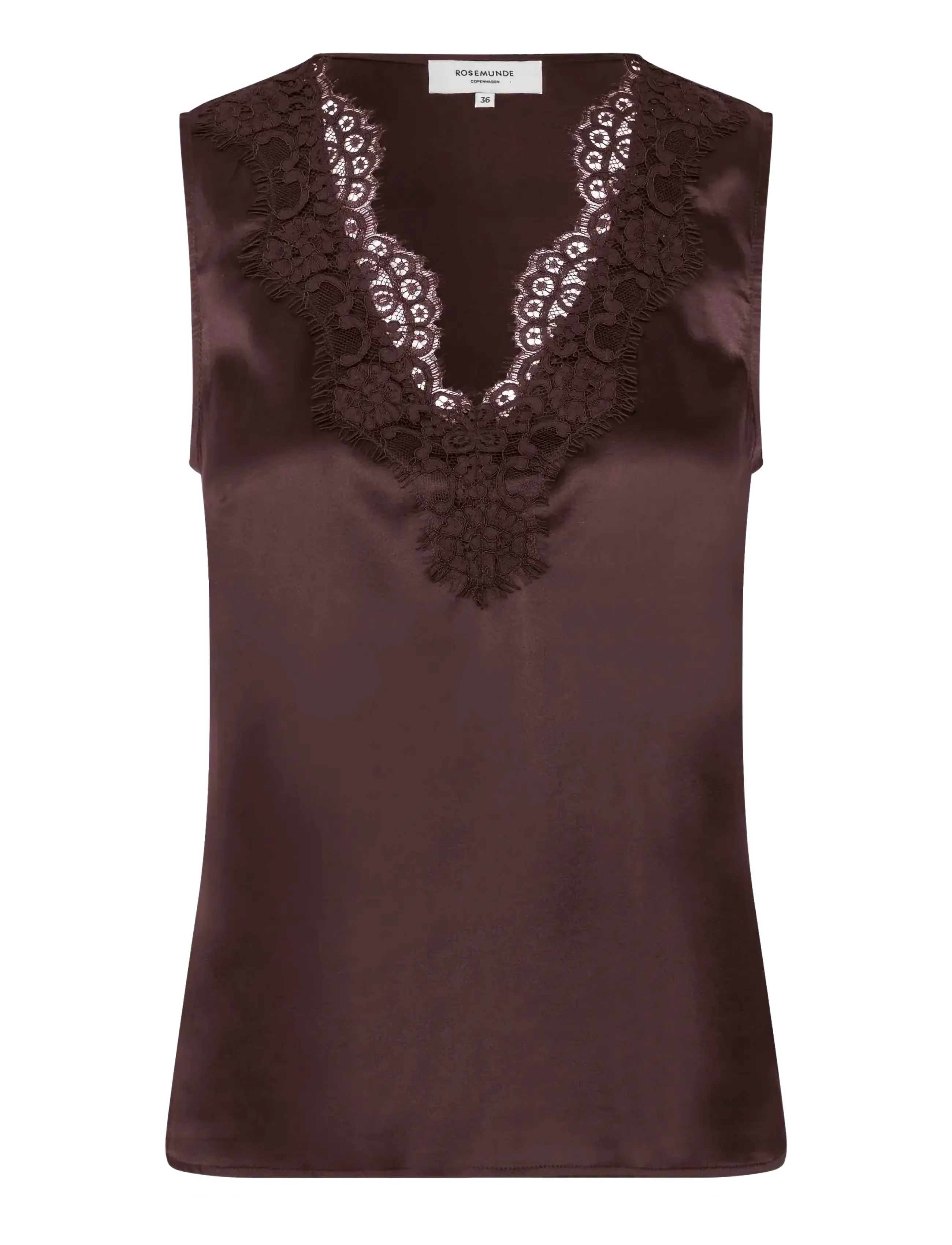 Rosemunde RWJade Silk Lace Top - Ärmlösa blusar - MOLE / brown