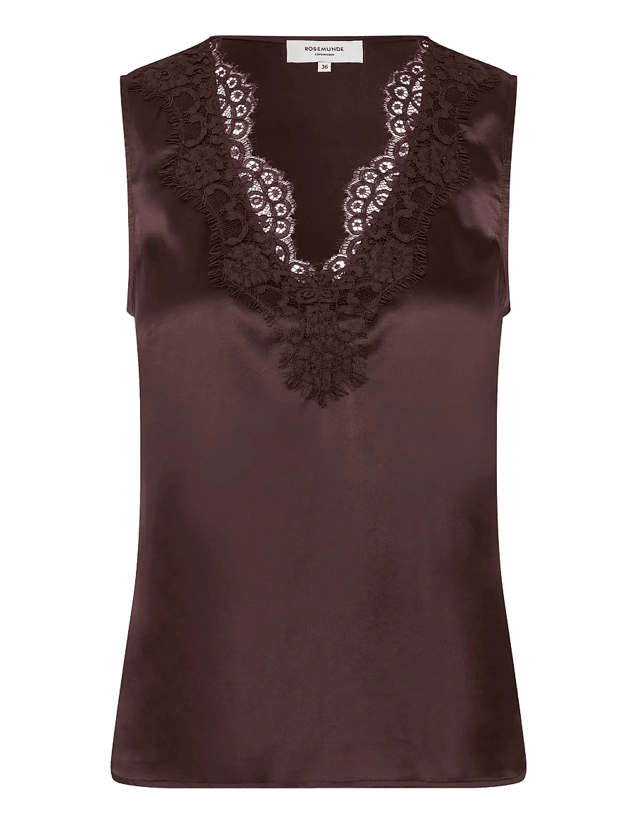 Rosemunde - RWJade Silk Lace Top - Ærmeløse bluser - mole - 0