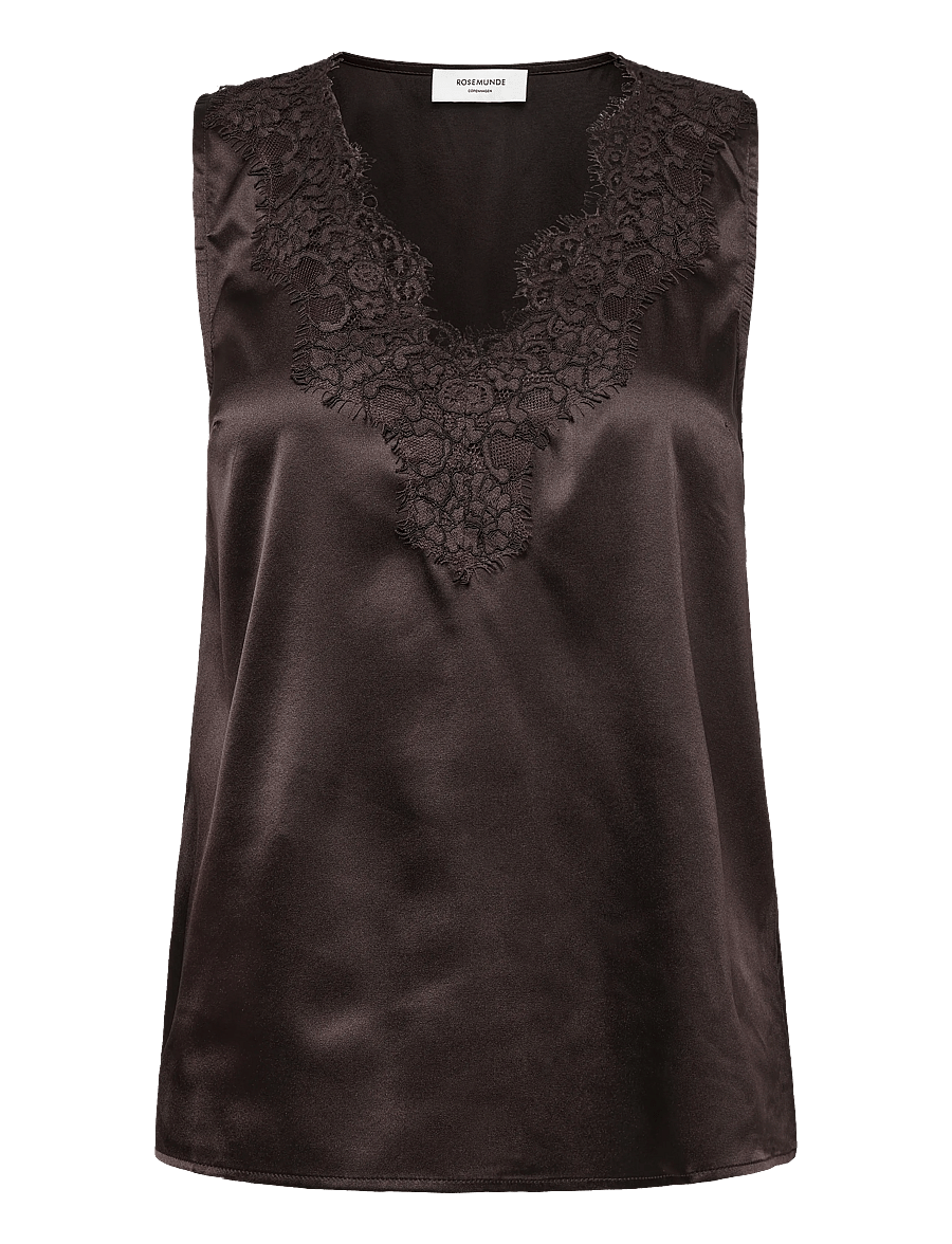 Rosemunde - RWJade Silk Lace Top - Ærmeløse bluser - mole - 0