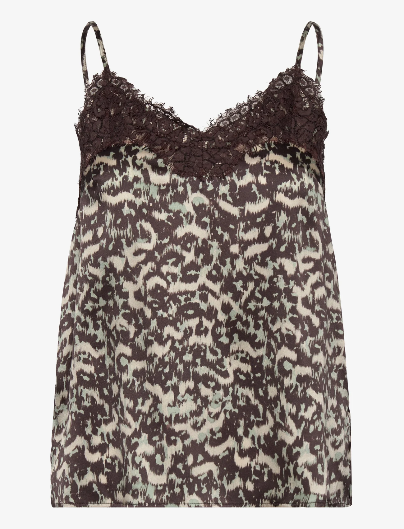 Rosemunde - Silk strap top - blouses zonder mouwen - brown abstract leo print - 0