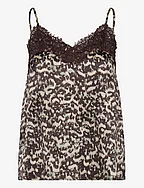 Silk strap top - BROWN ABSTRACT LEO PRINT
