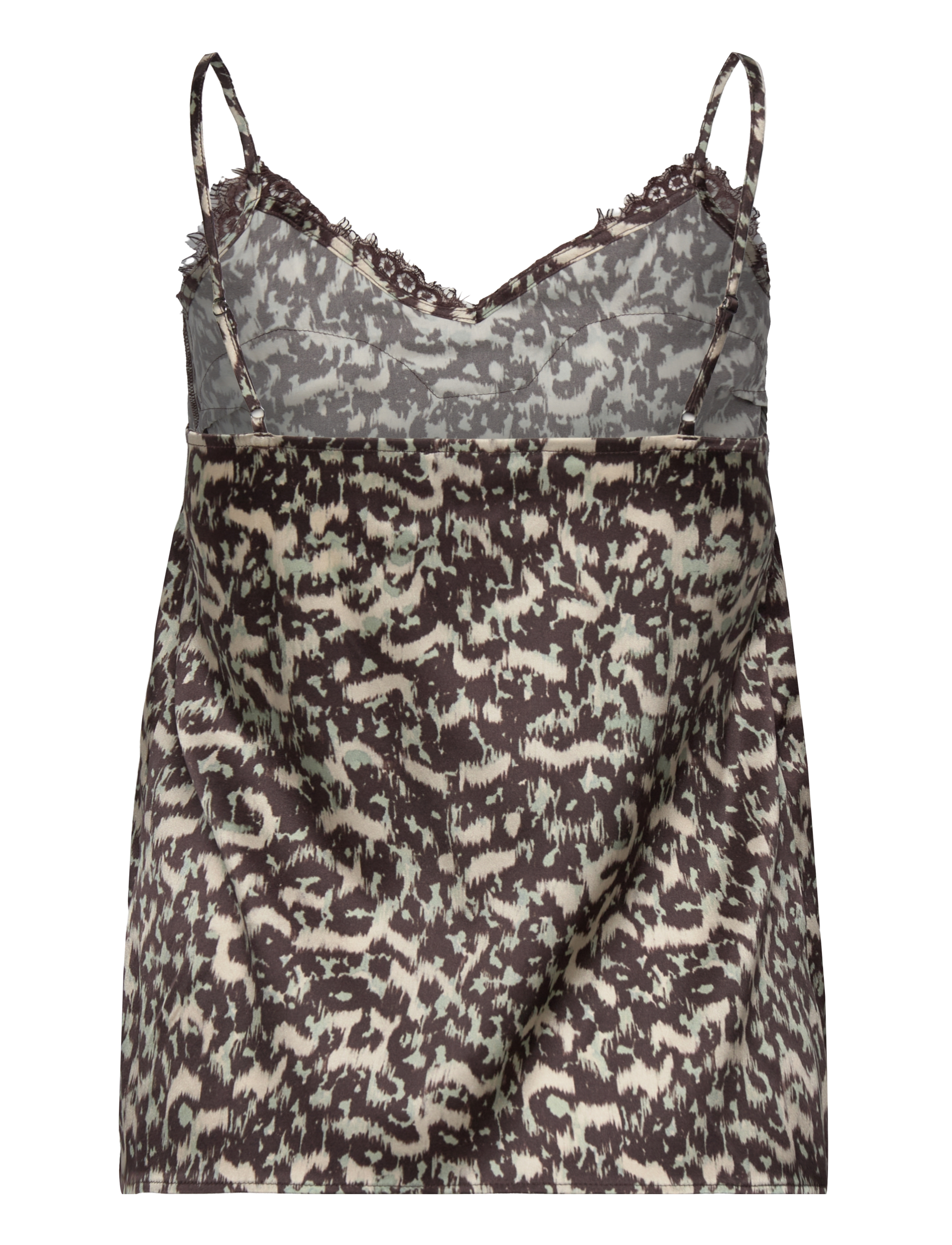 Rosemunde - RWJade Silk Strap Lace Top - Ærmeløse bluser - brown abstract leo print - 1