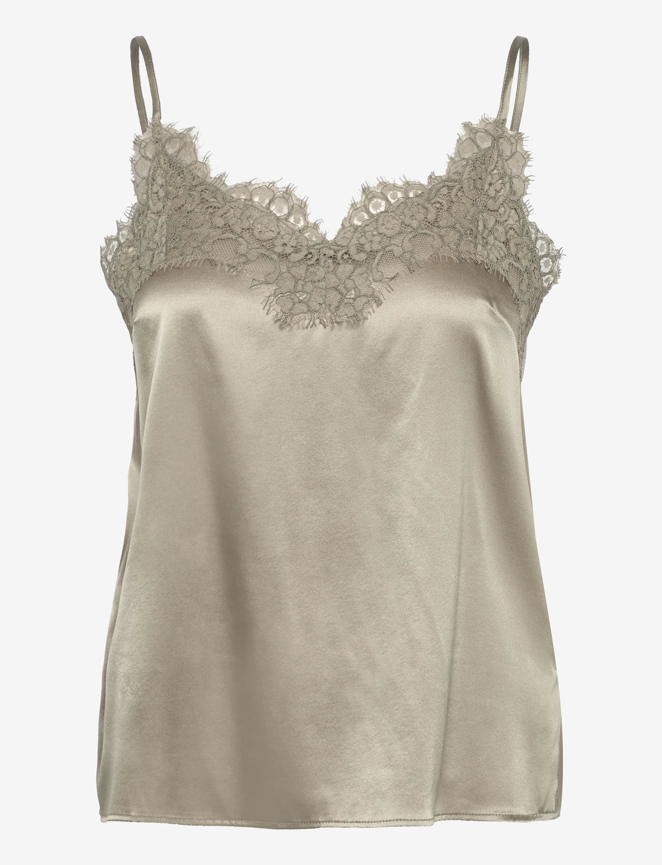 Rosemunde - RWJade Silk Strap Lace Top - Ærmeløse bluser - abbey stone - 1