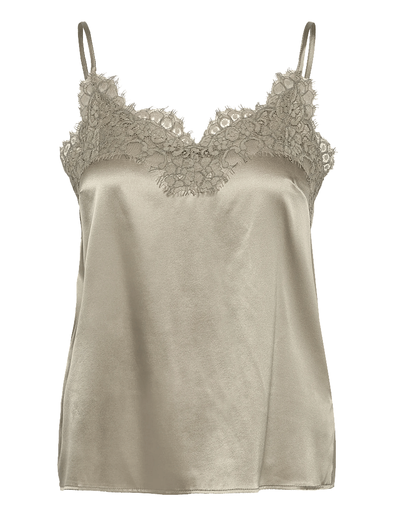 Rosemunde - RWJade Silk Strap Lace Top - Ærmeløse bluser - abbey stone - 1