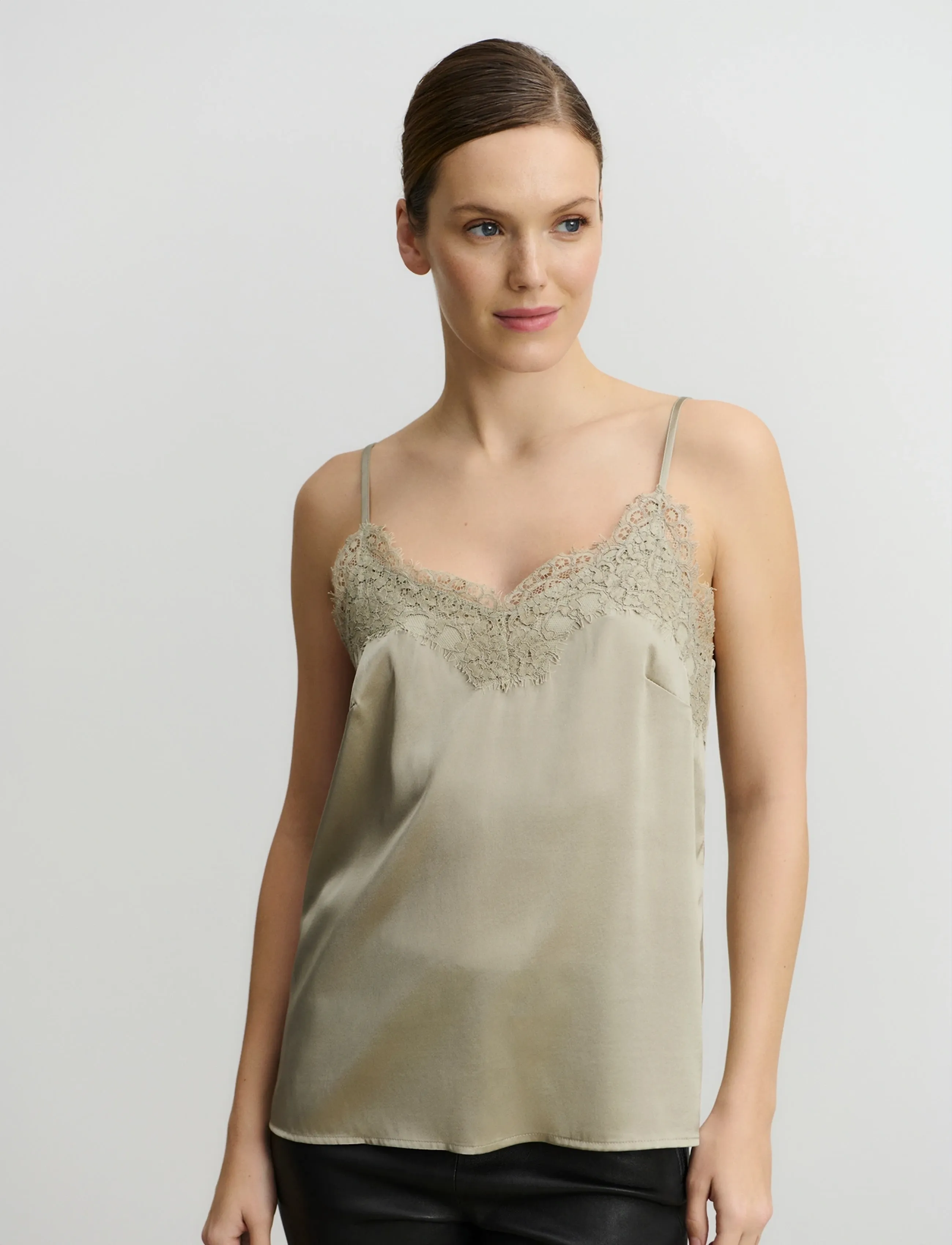 Rosemunde RWJade Silk Strap Lace Top - Bluser - ABBEY STONE / beige