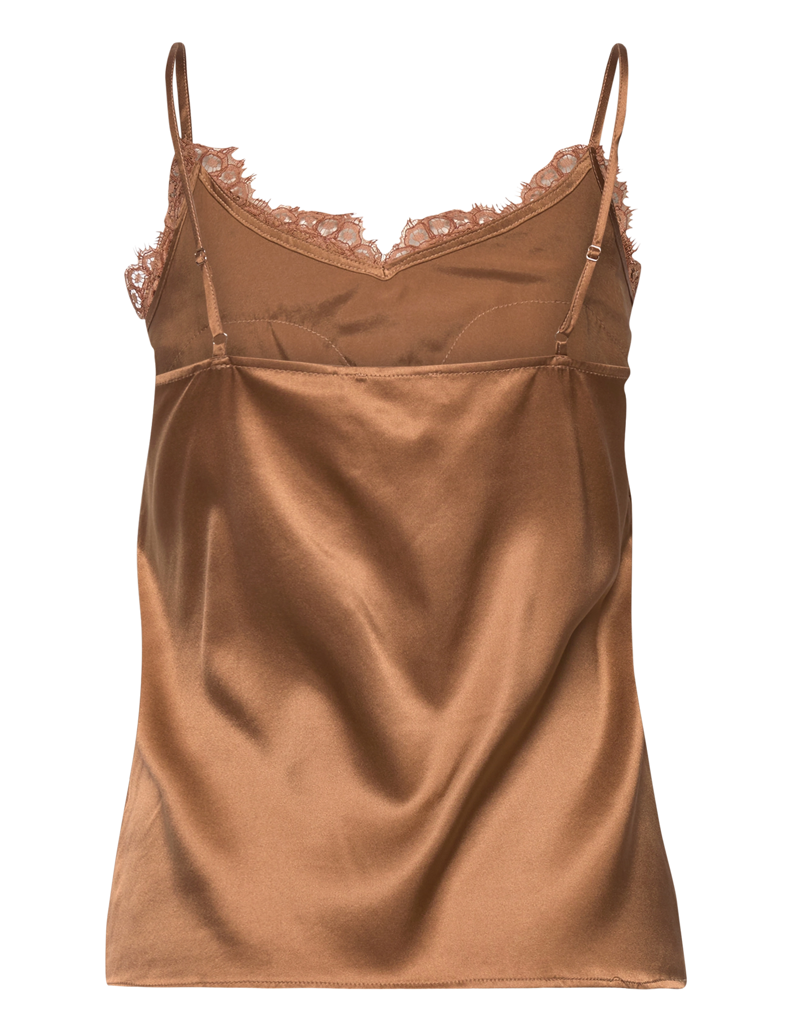 Rosemunde - RWJade Silk Strap Lace Top - varrukateta pluusid - almond - 1