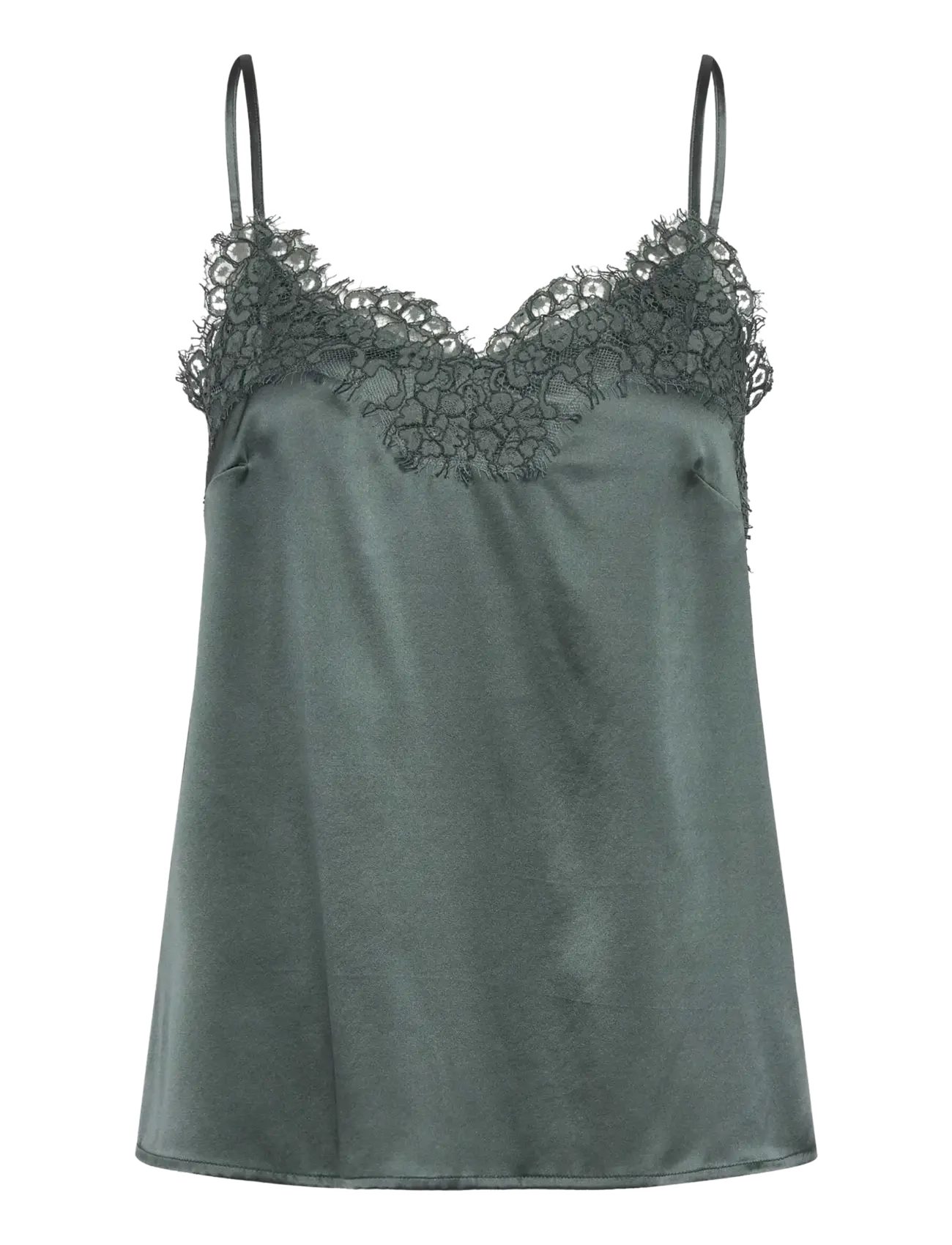 Rosemunde RWJade Silk Strap Lace Top - New arrivals - BALSAM GREEN / green