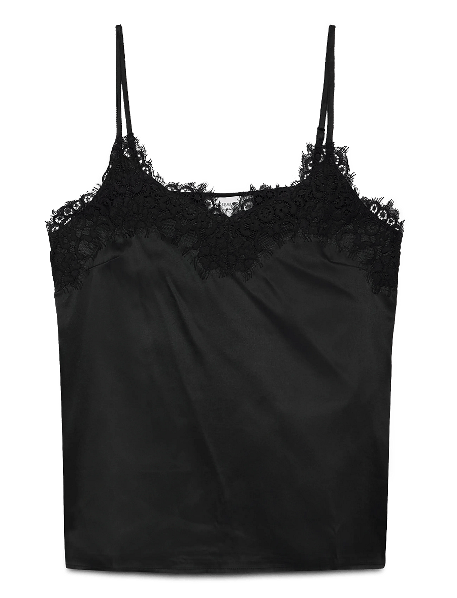 Rosemunde - RWJade Silk Strap Lace Top - Ärmellose blusen - black - 1
