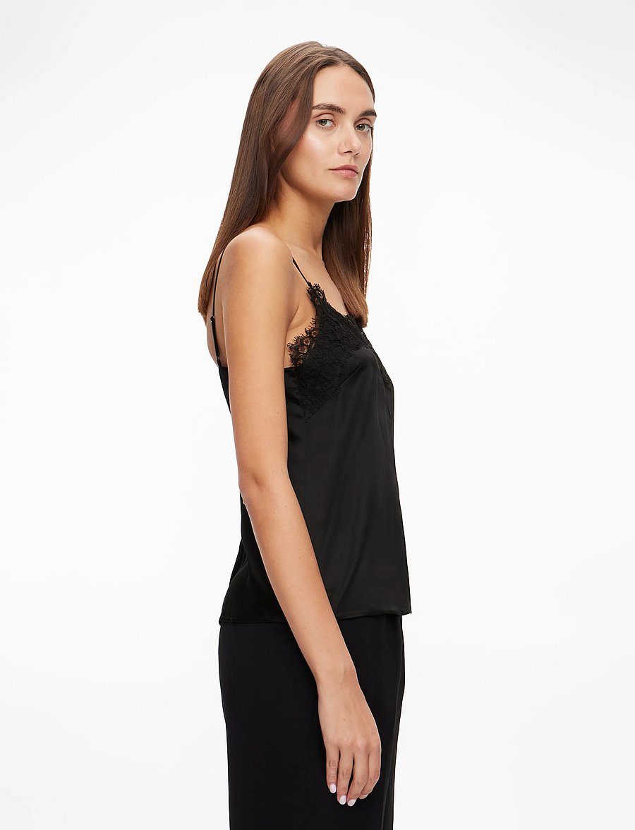 Rosemunde - RWJade Silk Strap Lace Top - Ärmellose blusen - black - 3