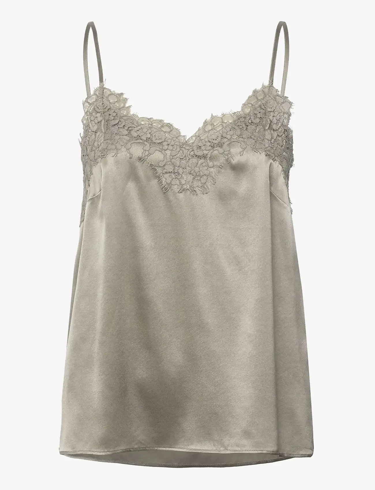 Rosemunde - RWJade Silk Strap Lace Top - bluzki bez rękawów - dried sage - 0