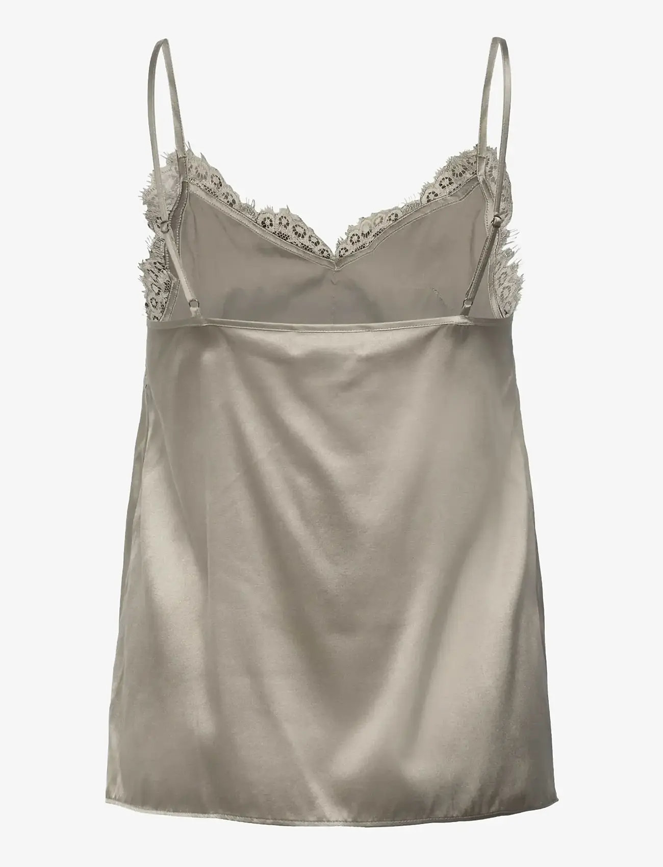 Rosemunde - RWJade Silk Strap Lace Top - bluzki bez rękawów - dried sage - 1