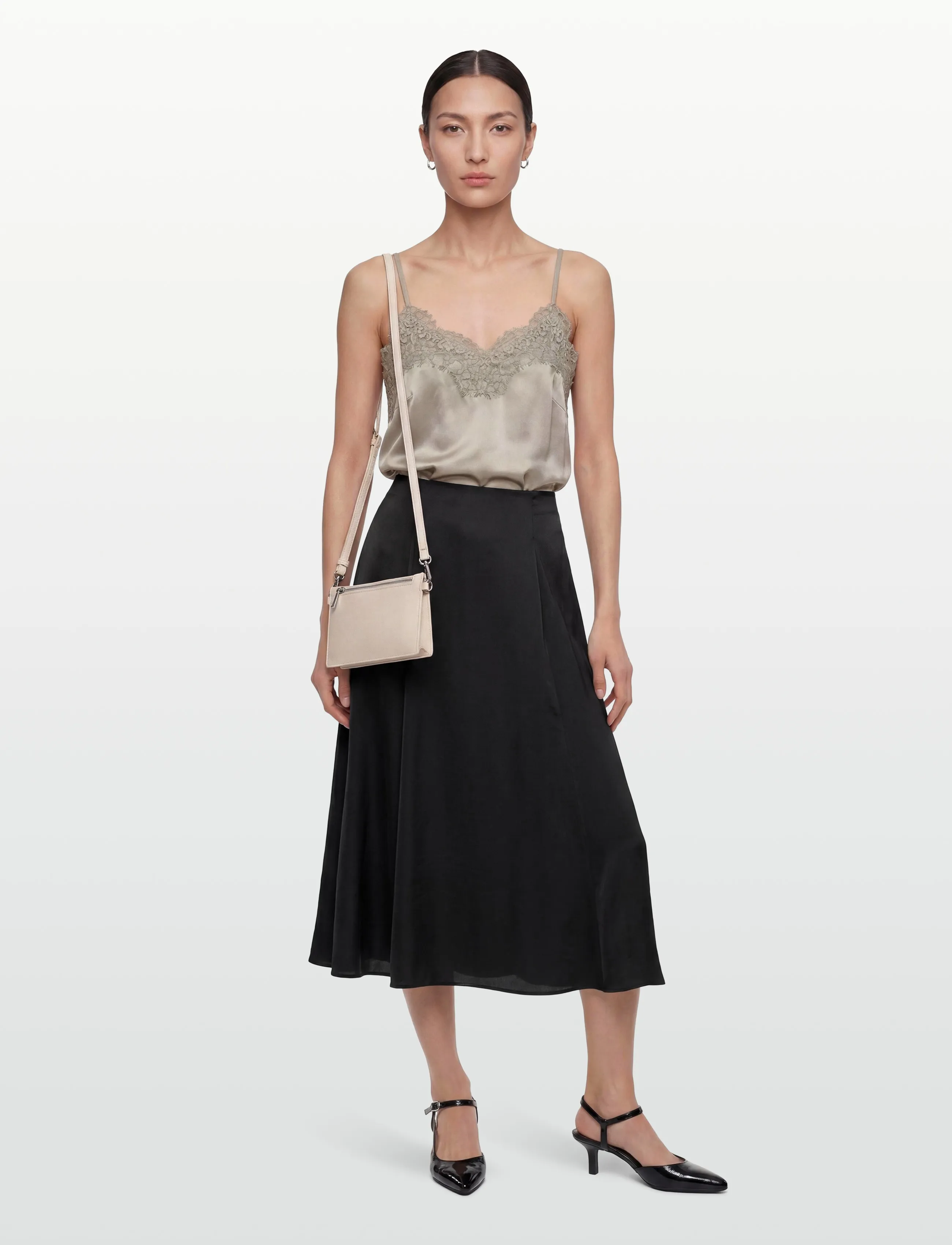 Rosemunde RWJade Silk Strap Lace Top - Puserot - DRIED SAGE / khaki/green