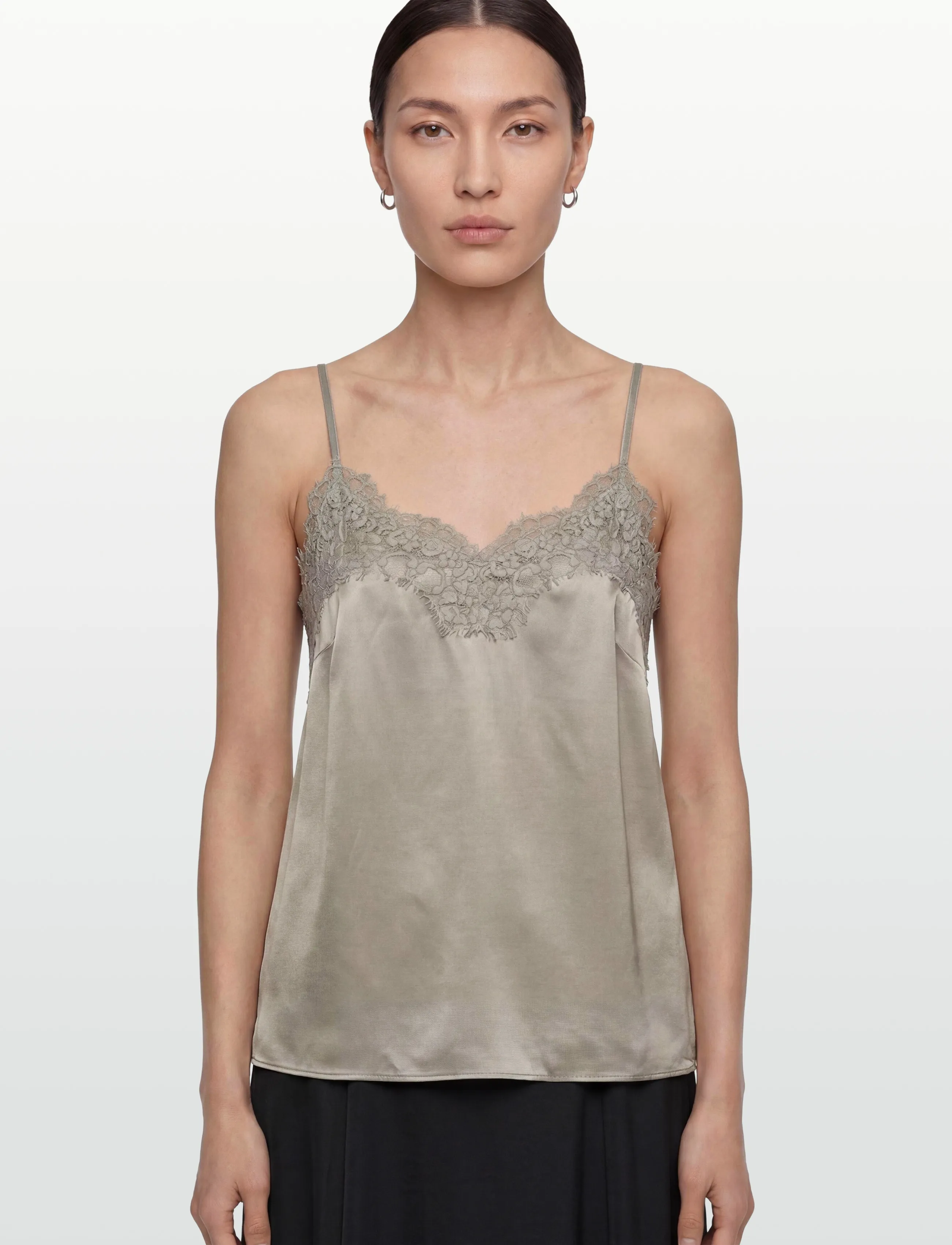 Rosemunde - RWJade Silk Strap Lace Top - Ärmellose blusen - dried sage - 3