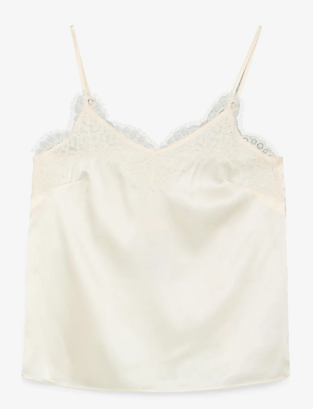 Rosemunde - RWJade Silk Strap Lace Top - sleeveless blouses - ivory - 1