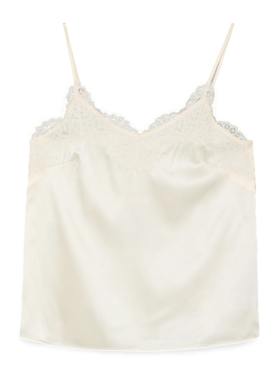 Rosemunde - RWJade Silk Strap Lace Top - Ærmeløse bluser - ivory - 1