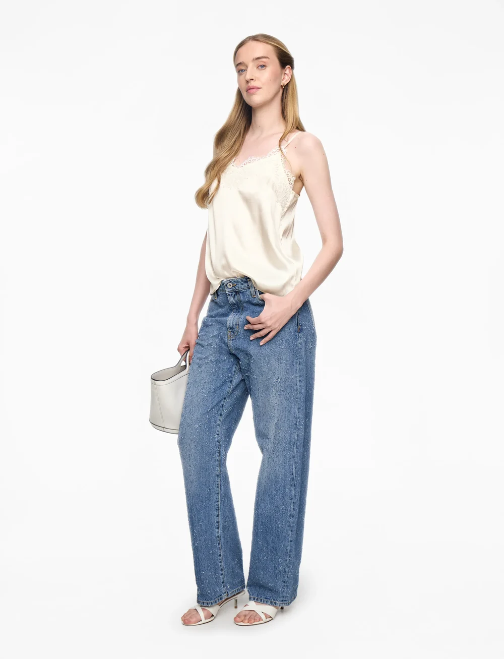 Rosemunde - RWJade Silk Strap Lace Top - sleeveless blouses - ivory - 2