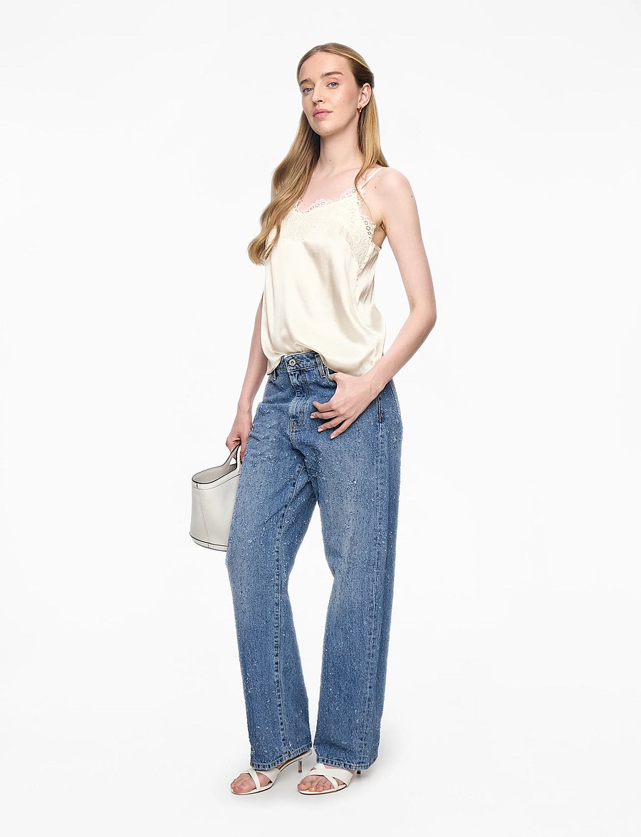 Rosemunde - RWJade Silk Strap Lace Top - Ærmeløse bluser - ivory - 2