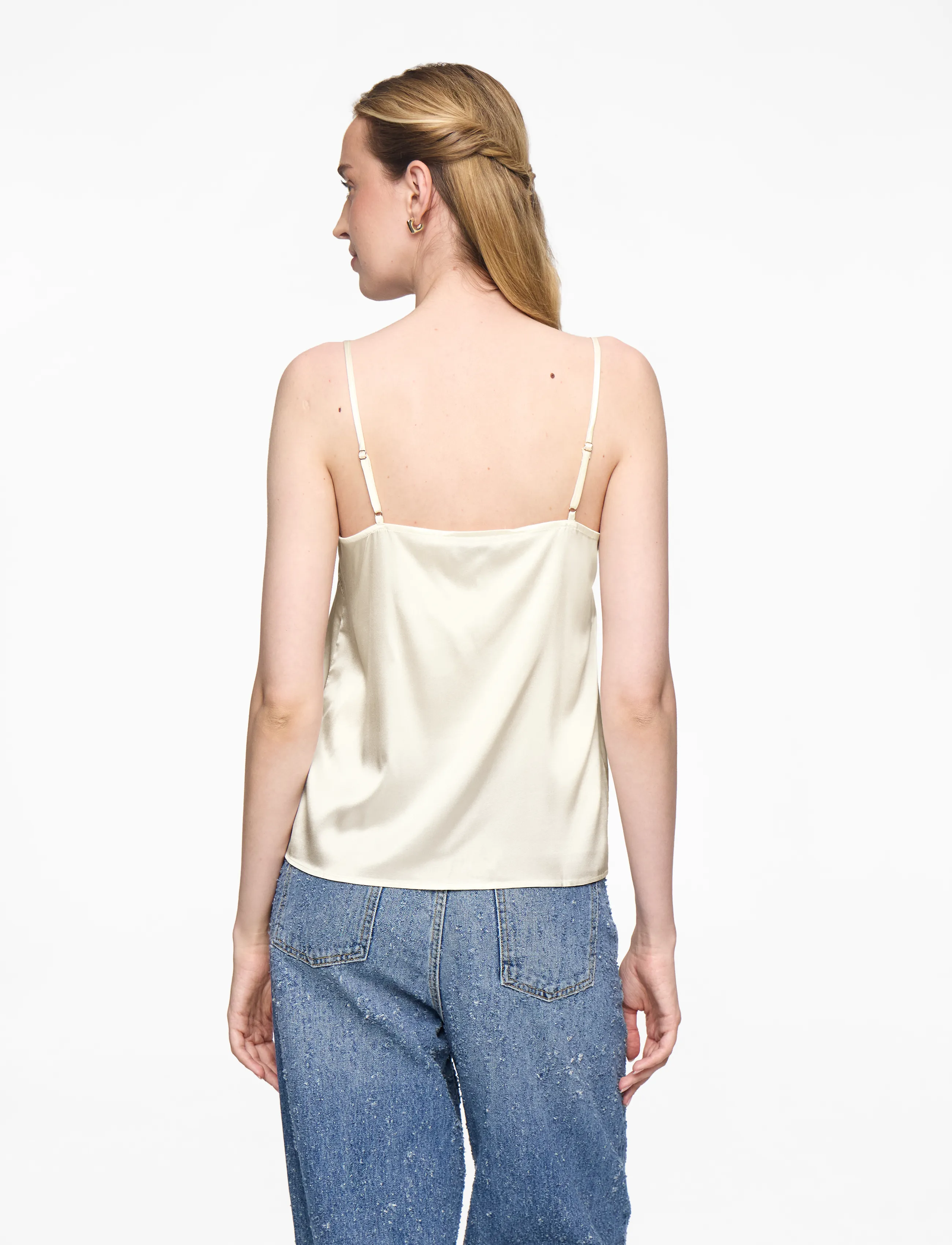 Rosemunde - RWJade Silk Strap Lace Top - Ærmeløse bluser - ivory - 4