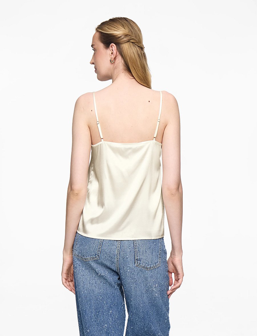 Rosemunde - RWJade Silk Strap Lace Top - Ærmeløse bluser - ivory - 4