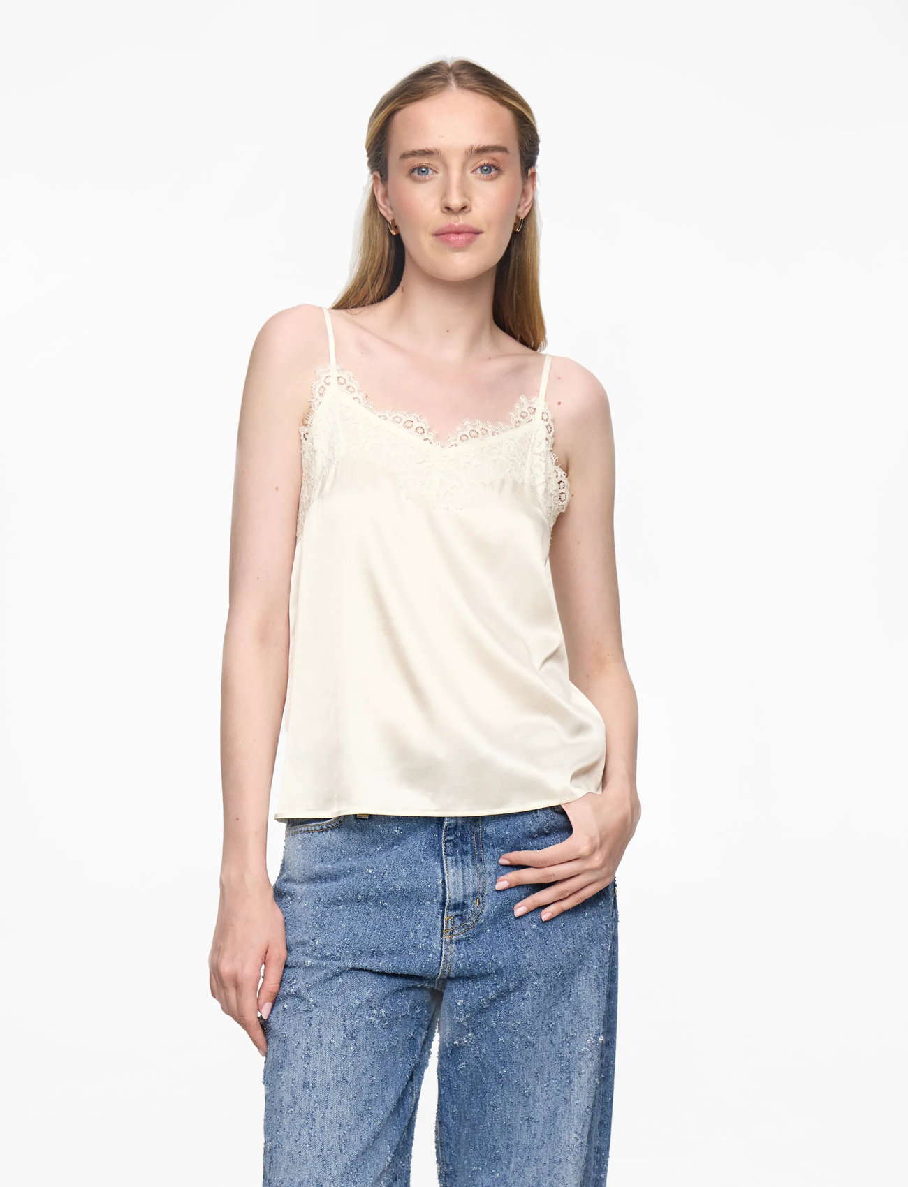 Rosemunde - RWJade Silk Strap Lace Top - Ärmlösa blusar - ivory - 4