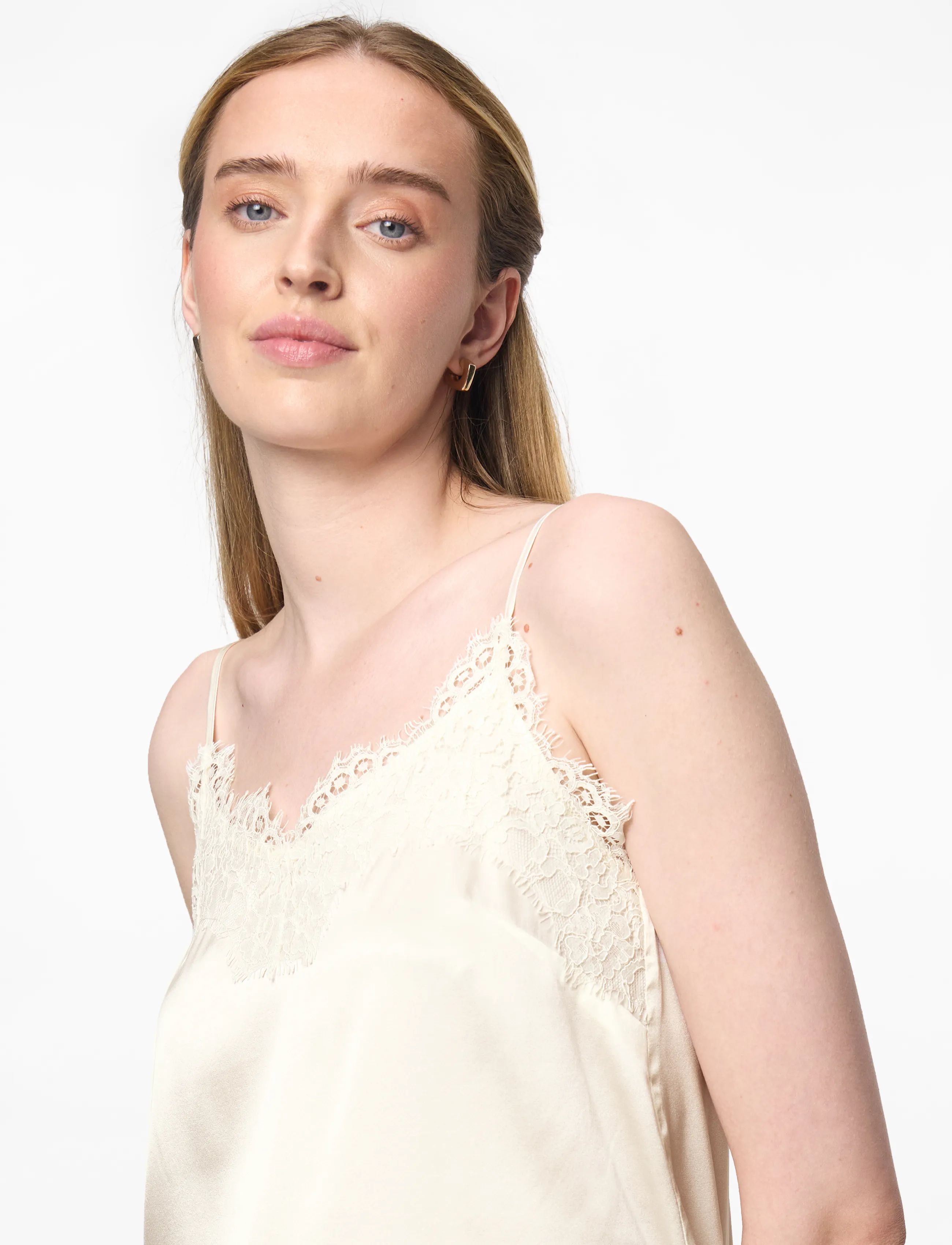 Rosemunde - RWJade Silk Strap Lace Top - sleeveless blouses - ivory - 5