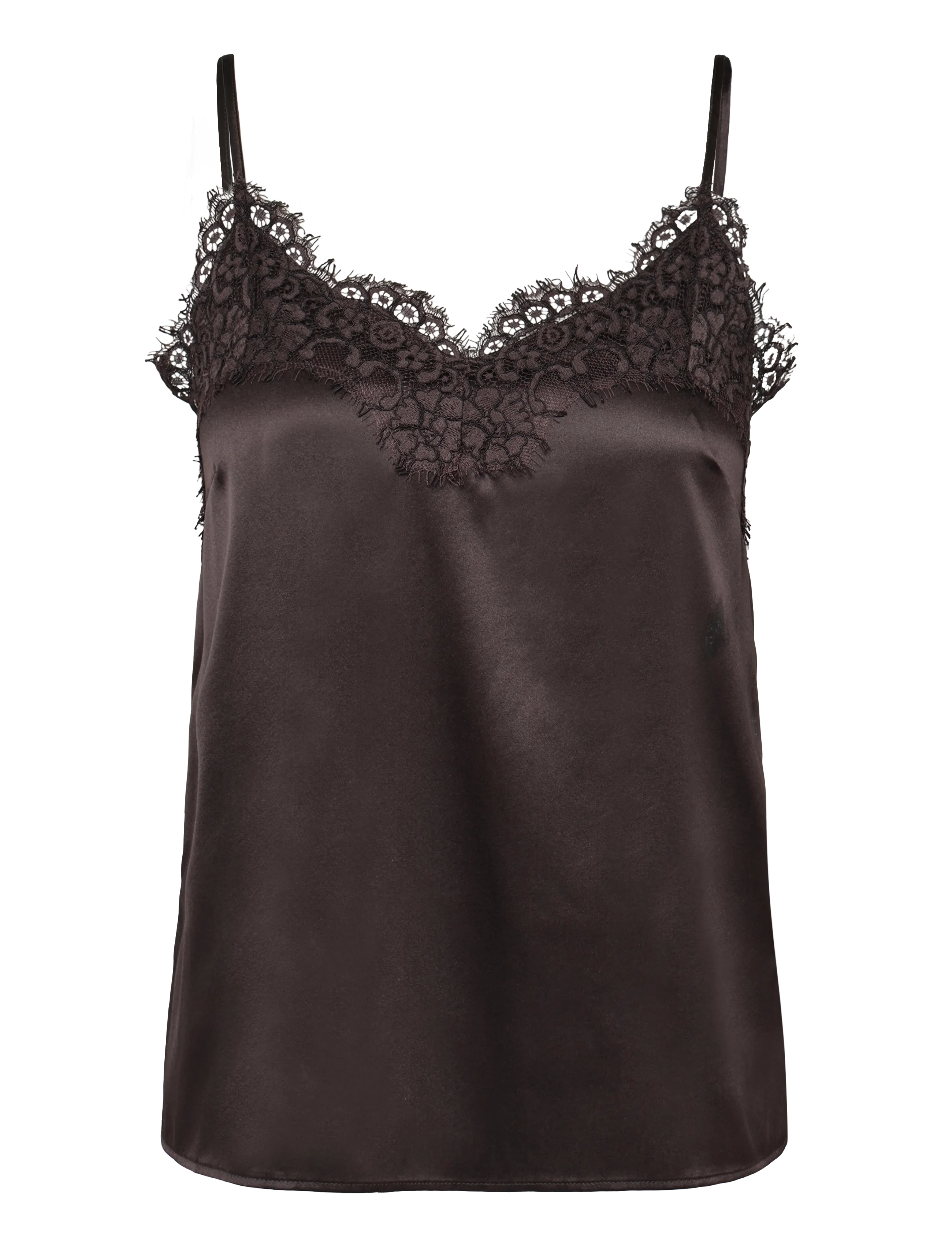 Rosemunde Rwjade Silk Strap Lace Top, 44, Blouses, Braun - Sleeveless, Frauen