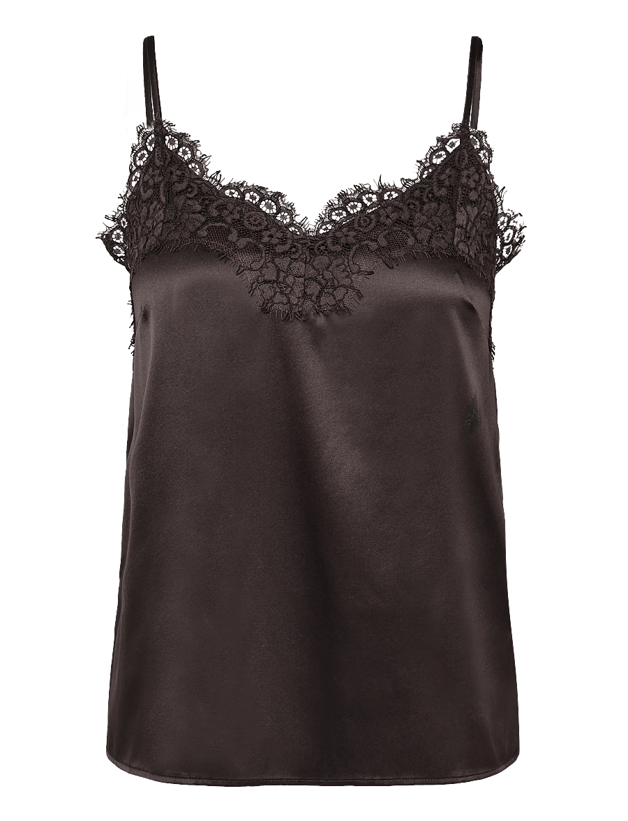 Rosemunde - RWJade Silk Strap Lace Top - Ærmeløse bluser - mole - 0