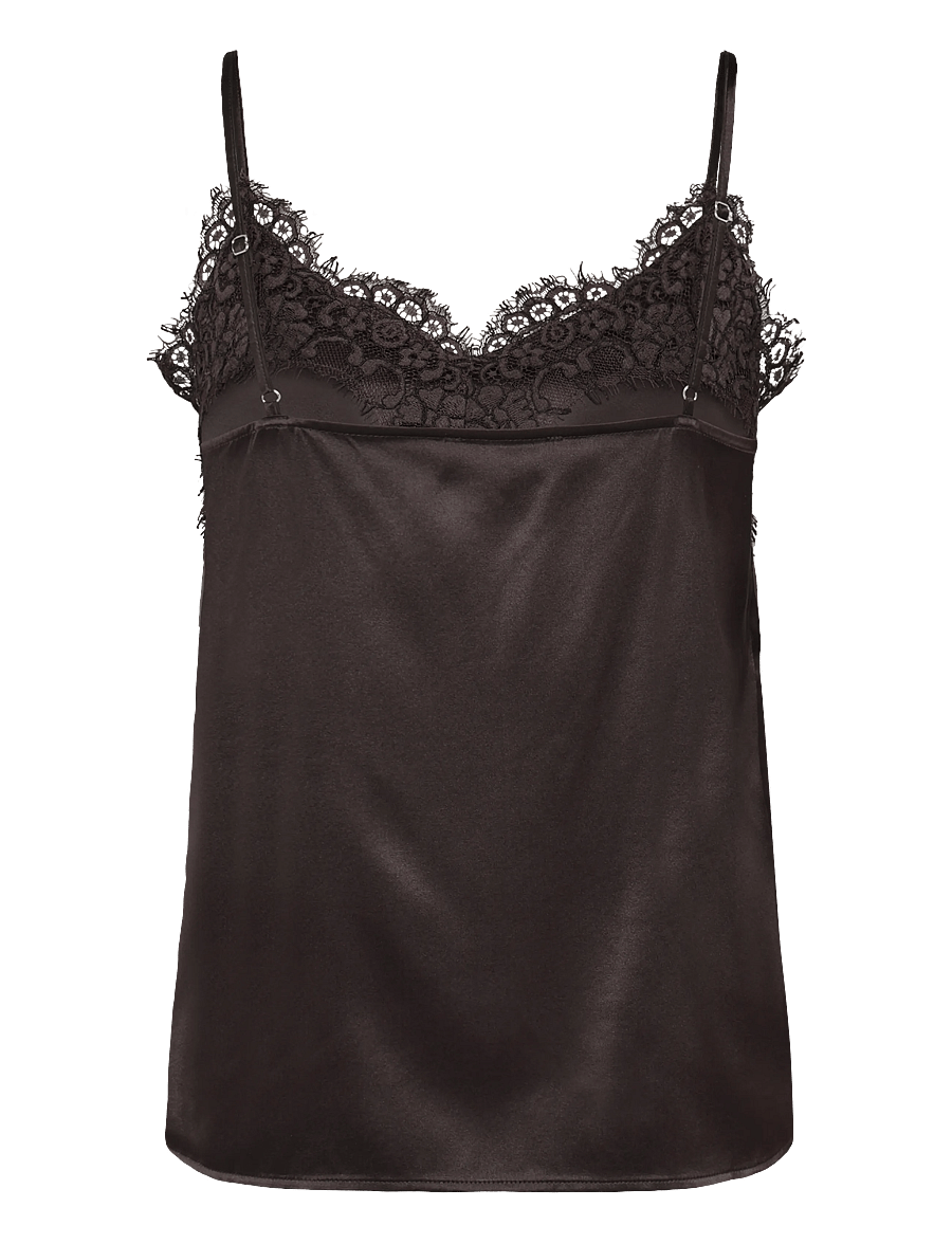 Rosemunde - RWJade Silk Strap Lace Top - Ærmeløse bluser - mole - 1