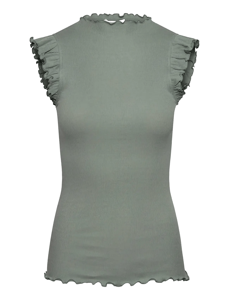 Rosemunde - RWBernadine Organic Ruffles Top - tanktops - green milieu - 0