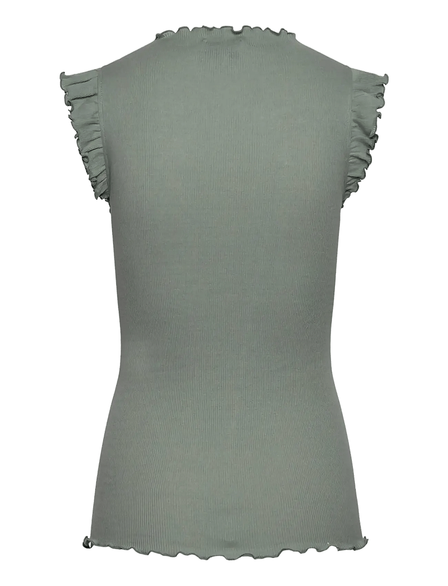 Rosemunde - RWBernadine Organic Ruffles Top - tanktops - green milieu - 1
