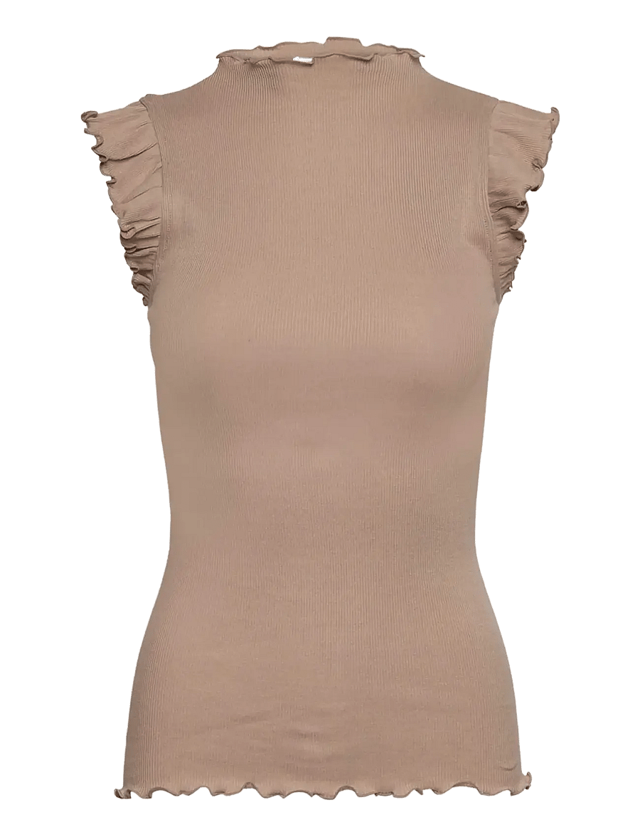 Rosemunde - RWBernadine Organic Ruffles Top - tanktops - mocha meringue - 1