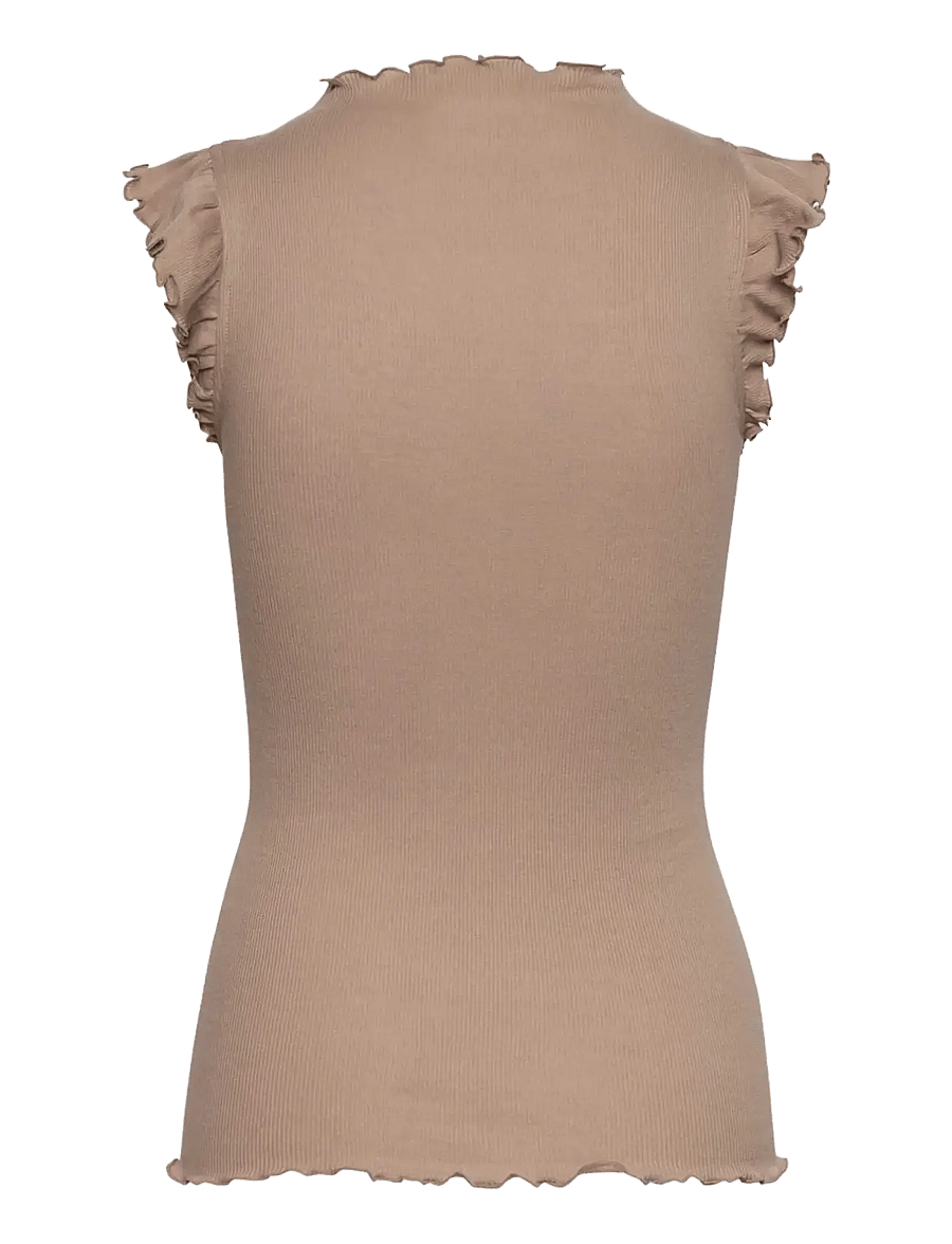 Rosemunde - RWBernadine Organic Ruffles Top - tanktops - mocha meringue - 2