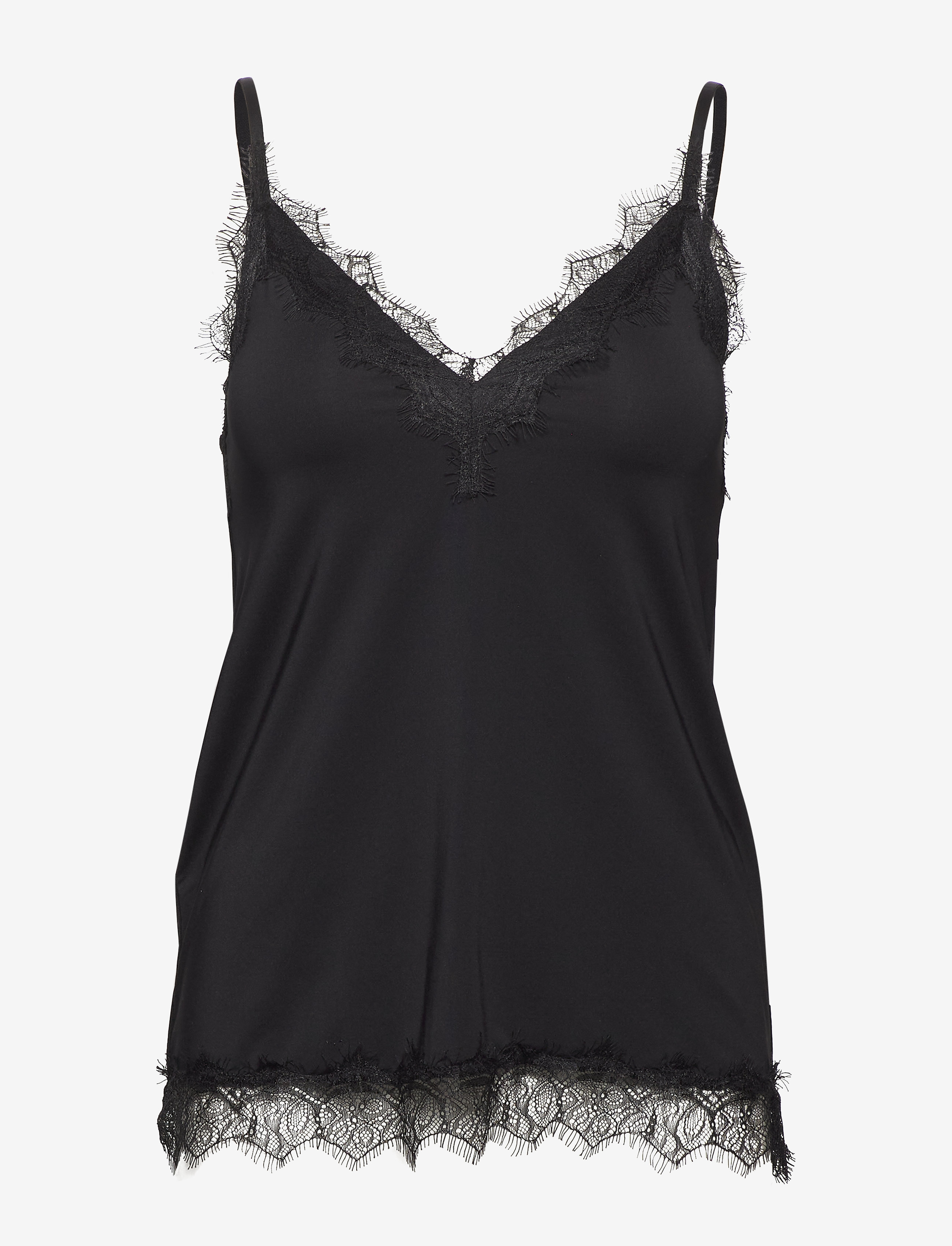Rosemunde RWBillie SL Lace Strap Top - Bluser - BLACK / black