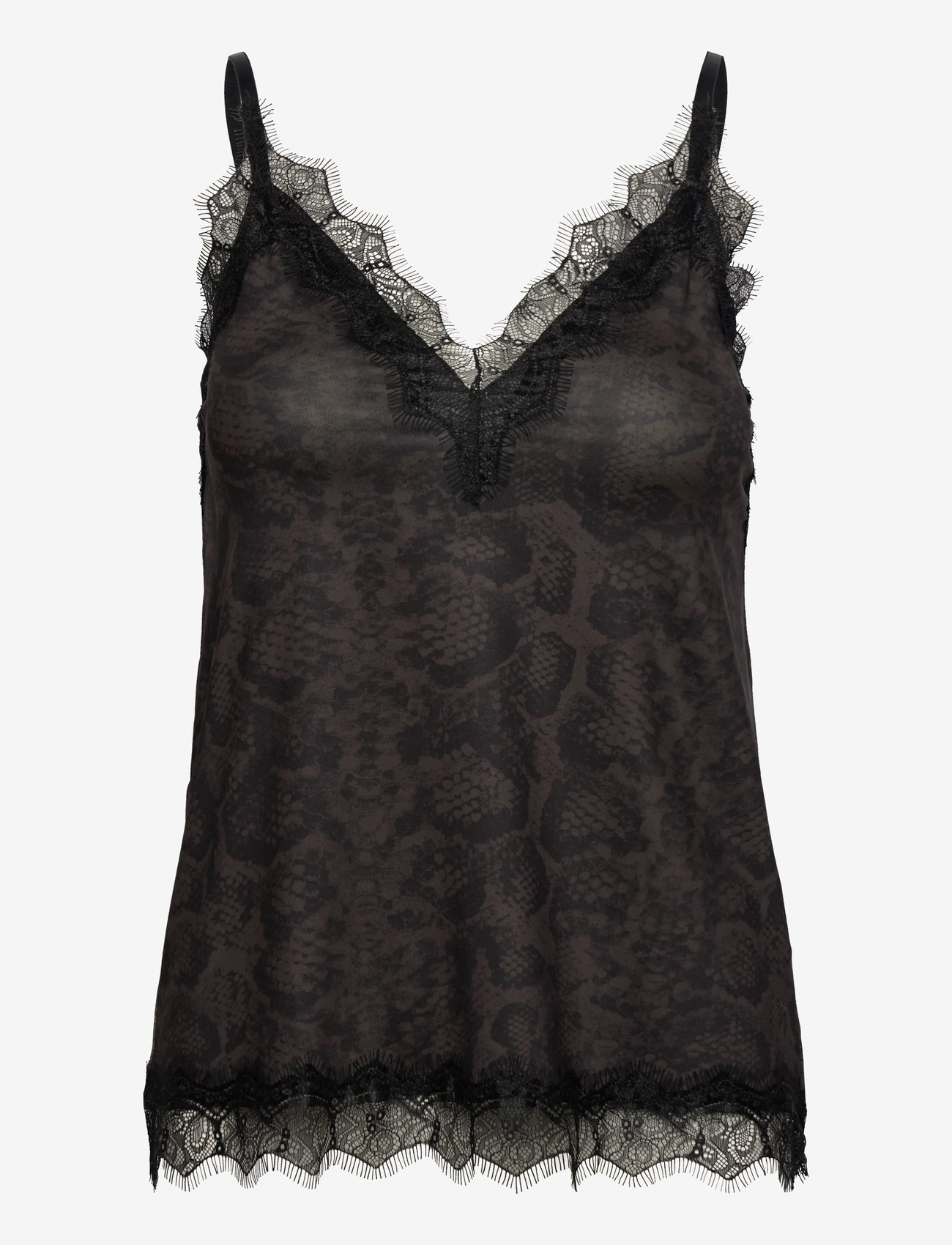 Rosemunde - RWBillie SL Lace Strap Top - Ärmlösa blusar - brown snake print - 0