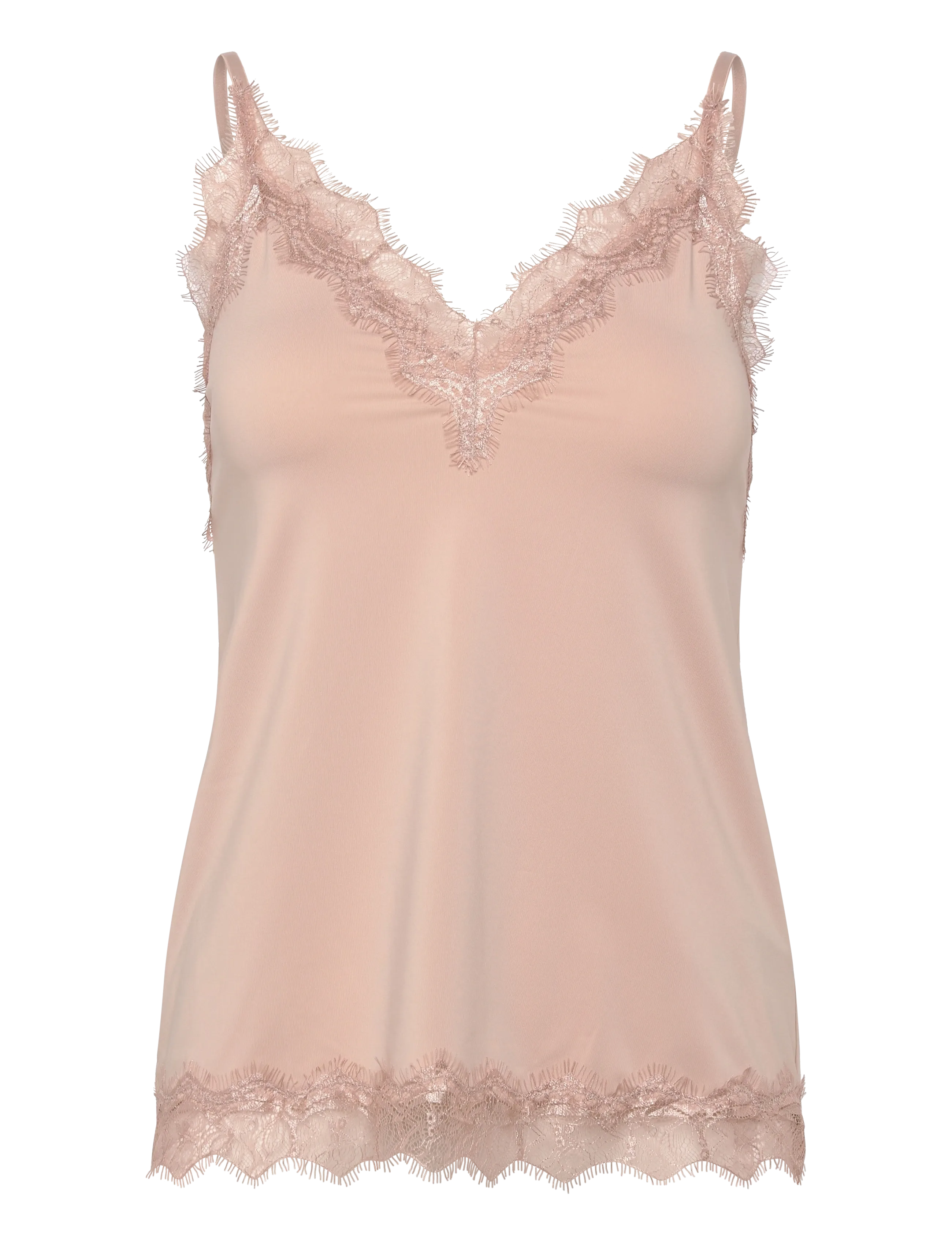 Rosemunde RWBillie SL Lace Strap Top - Bluser & Skjorter - CACAO / pink/rose