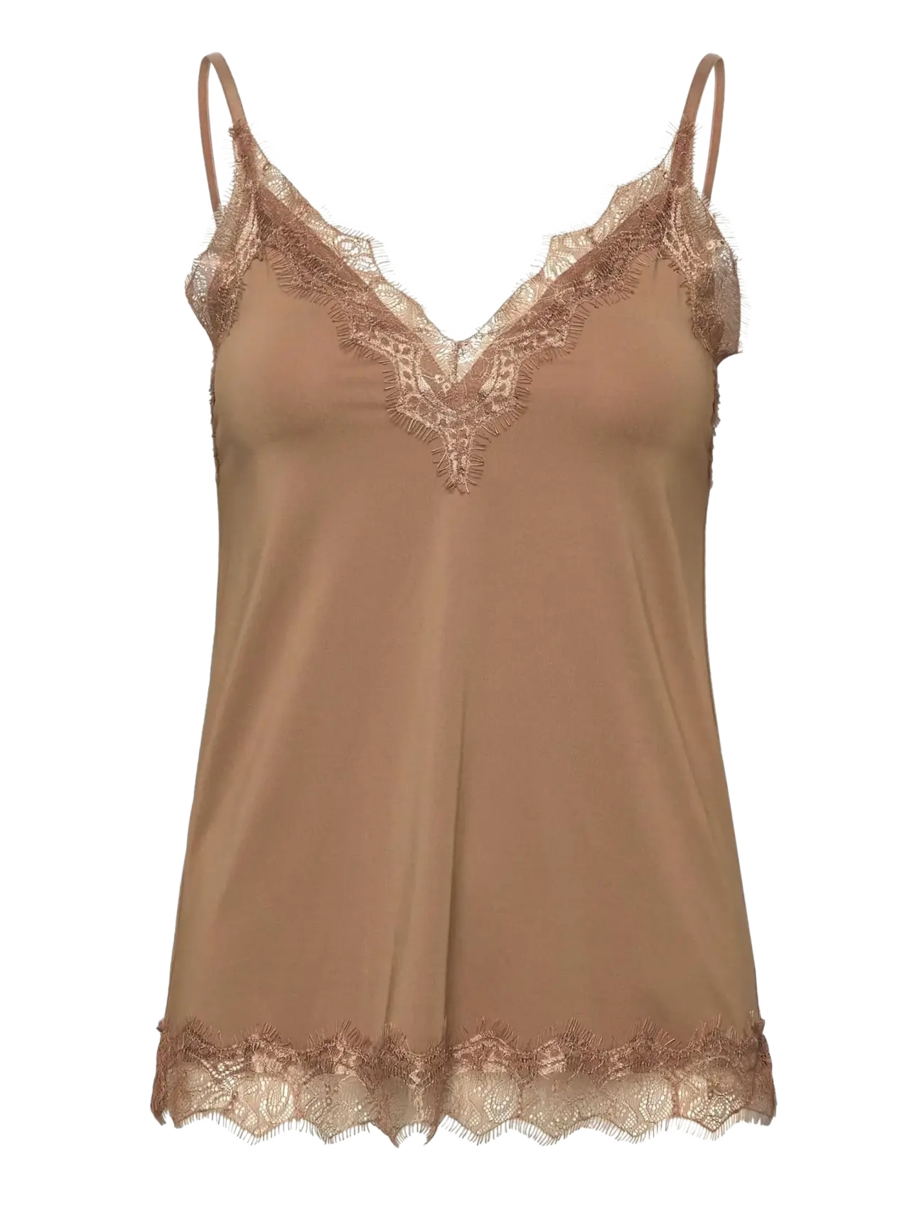 Rosemunde - RWBillie SL Lace Strap Top - linnen - coca mocha - 1